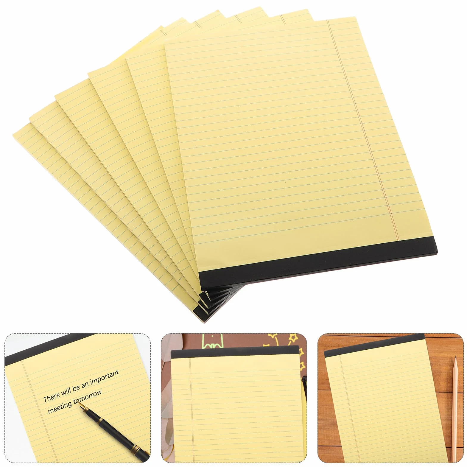 Outanaya Quaderno con Pagine Rigate e Layout a Sezioni Giallo 6 Pezzi A4 Blocco Note Portatile per Scuola, Ufficio e Appunti Professionali