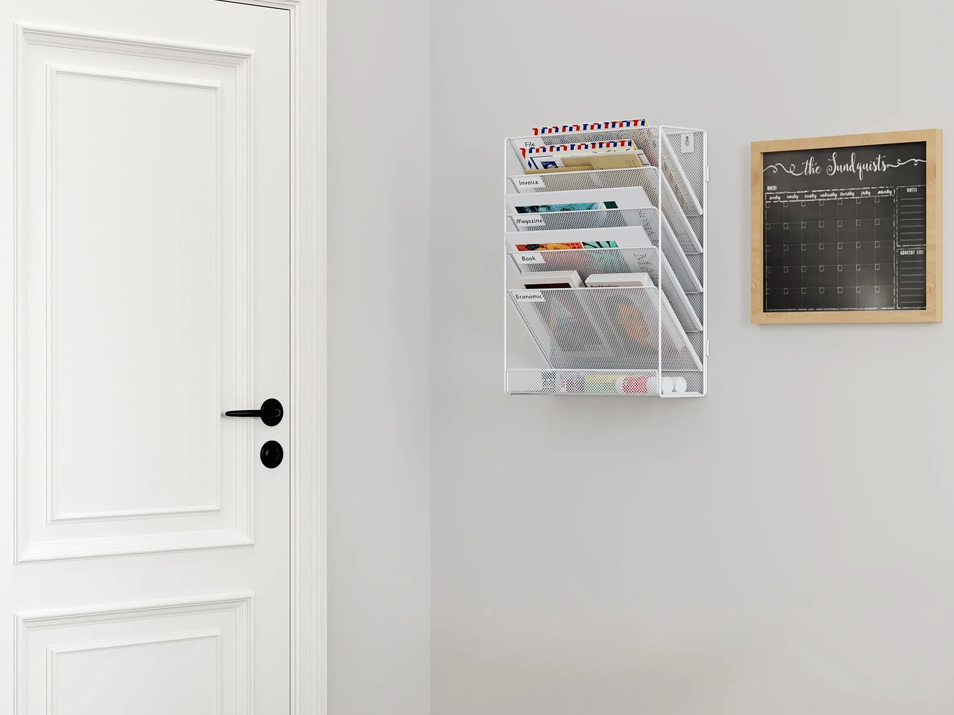 EasyPAG Portadocumenti a Parete A4 6 Compartimenti Metallo Rete,Portariviste a Muro,Porta Lettere da Appendere,Organizzatore Posta da Muro per Ufficio & Casa,Bianco
