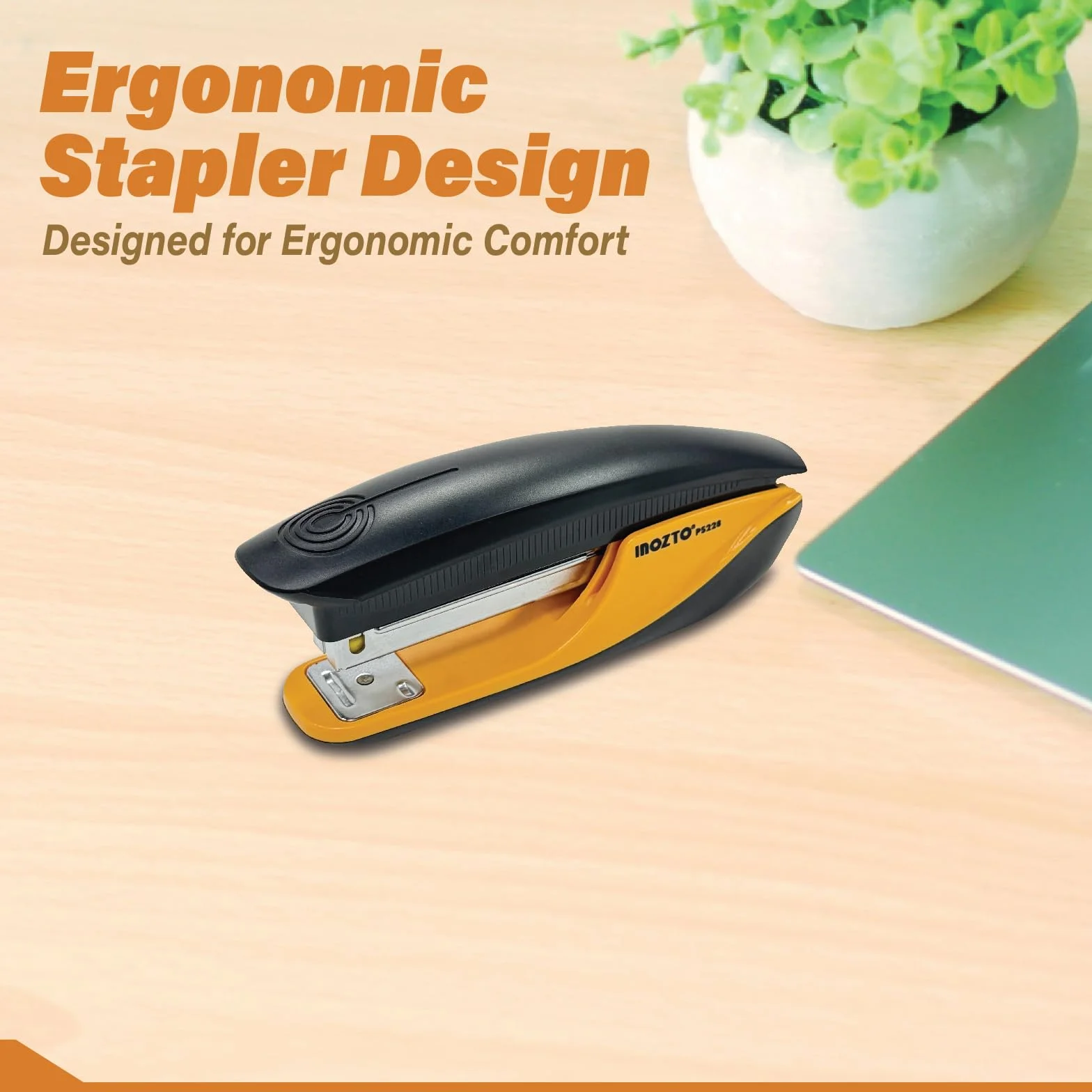 Cucitrice ergonomica, capacità di 20 fogli e 100 punti metallici, con levapunti e base antiscivolo, per ufficio, scuola, uso domestico, logo e colori personalizzati