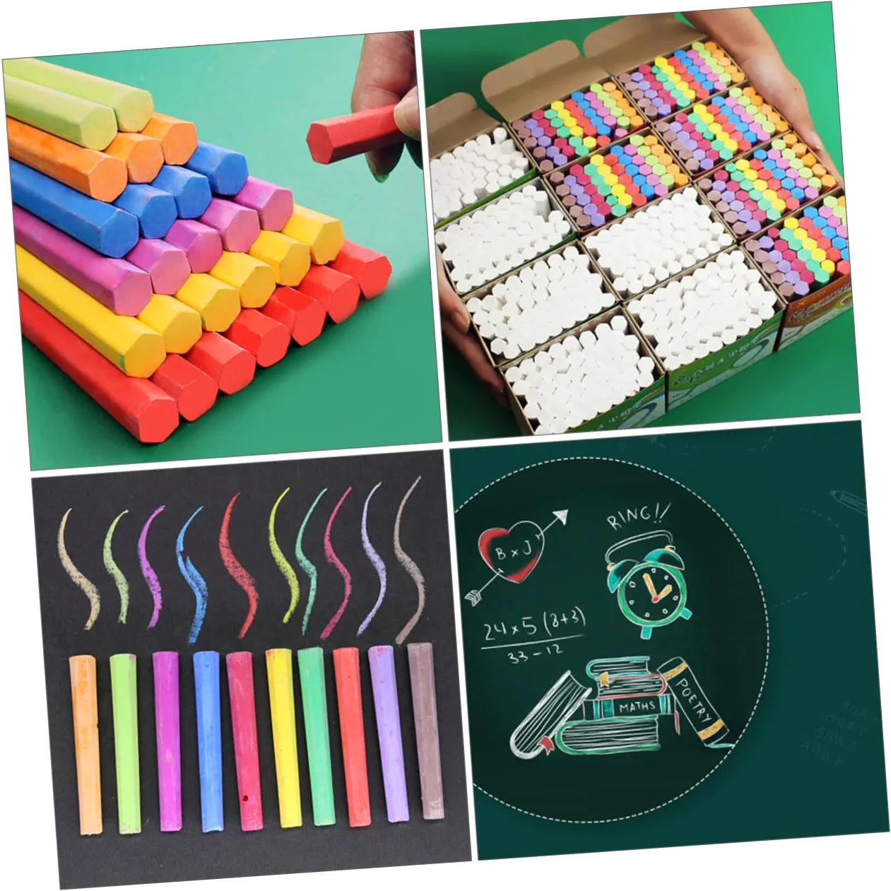 NUOBESTY Gessetti per Lavagna senza Polvere Colorati per Scuola e Casa 3 Confezioni