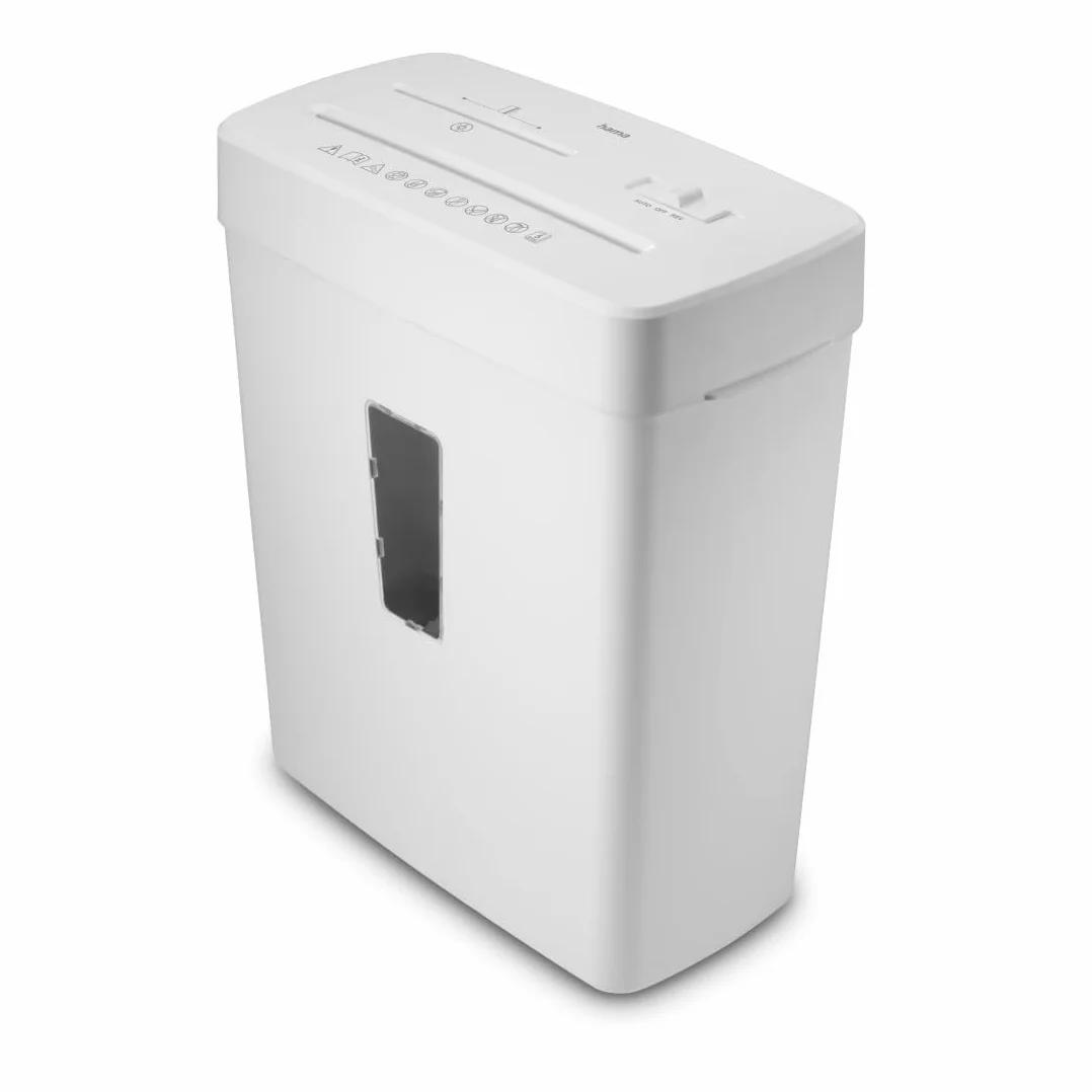 Hama Trituratore Carta Distruggidocumenti Carta DVD Graffette 5 Fogli A4 Lame Acciai Sicurezza Automatica/Off Funzione Ritorno Cestino 13L Sicurezza P5 T2 E2 O1 Bianco