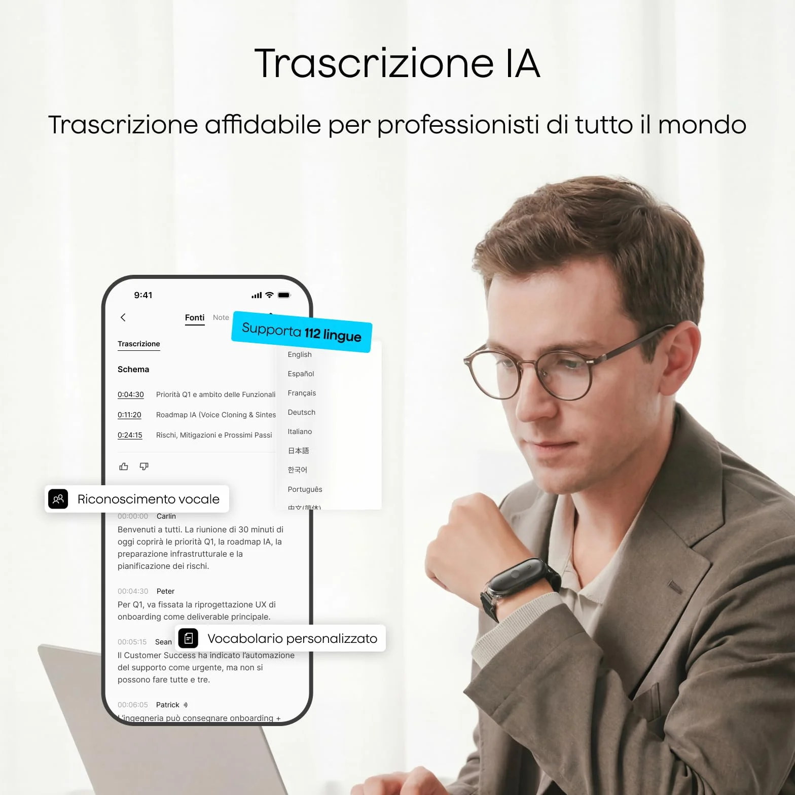 Plaud NotePin S Registratore Vocale AI Pulsante di Registrazione Tattile Audio Digitale Trascrizione Riepilogo Appunti Per Professionisti Riunioni Lezioni con 4 Accessori, Team Plan, Grigio