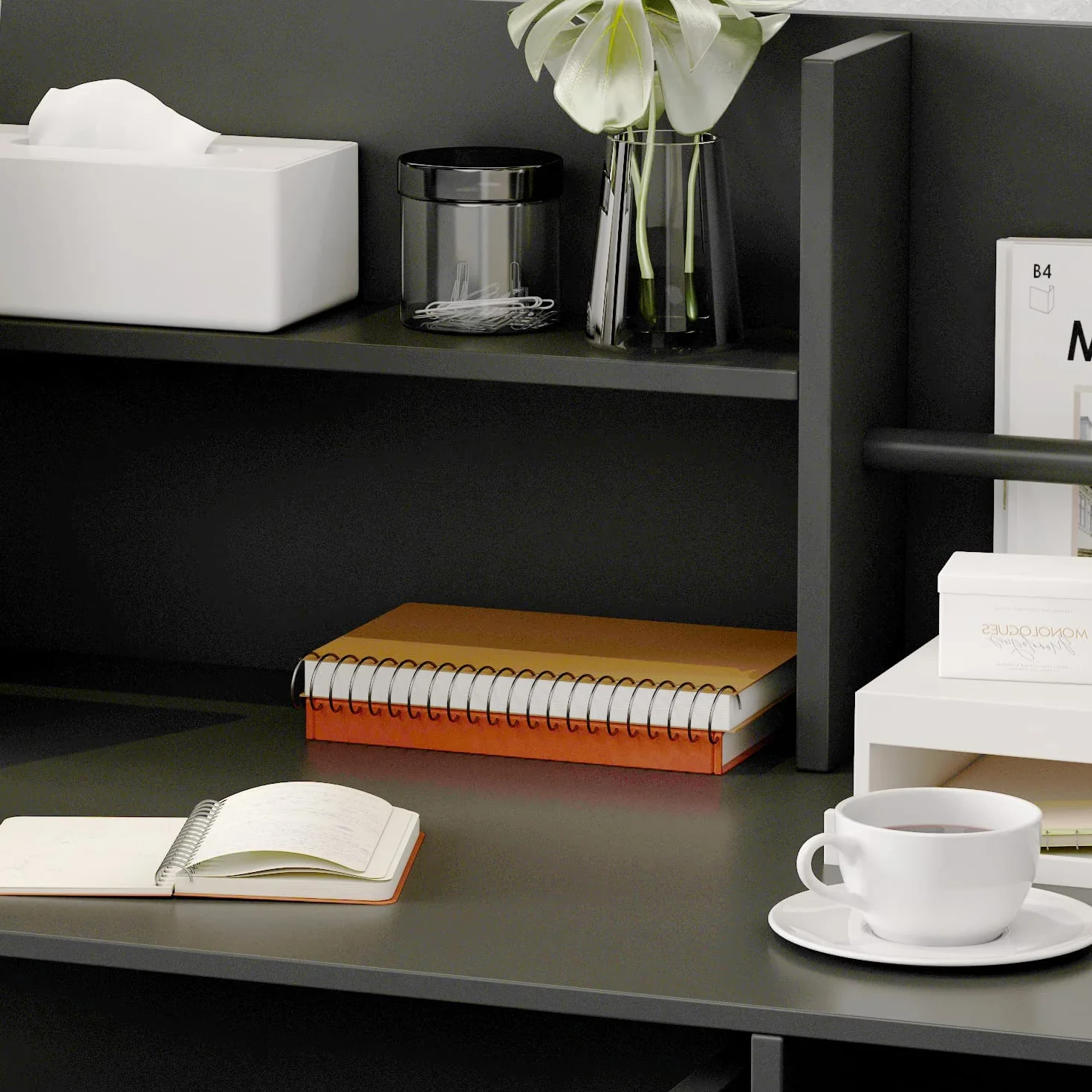Banco reception, Banco di Reception e Vendita - Mobili da Ufficio con 3 Cassetti, Nero - 110 x 120 x 48 cm