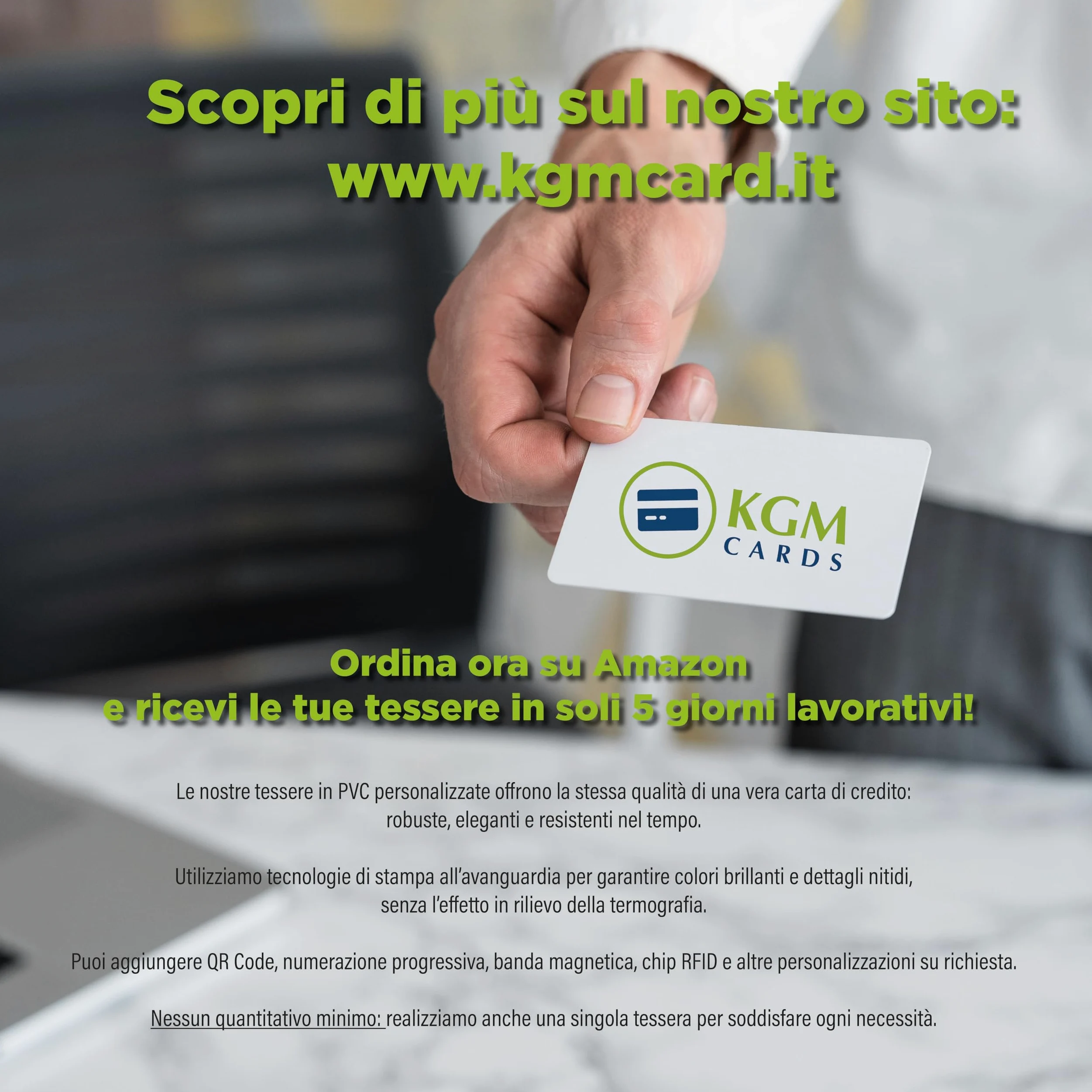 Tessere in PVC RFID Personalizzate (da 50 a 5000 pezzi), Badge con Logo e Testo, Stampa Fronte Retro con Antenna RFID, Card Contactless per Accesso, Aziende, Eventi e Hotel