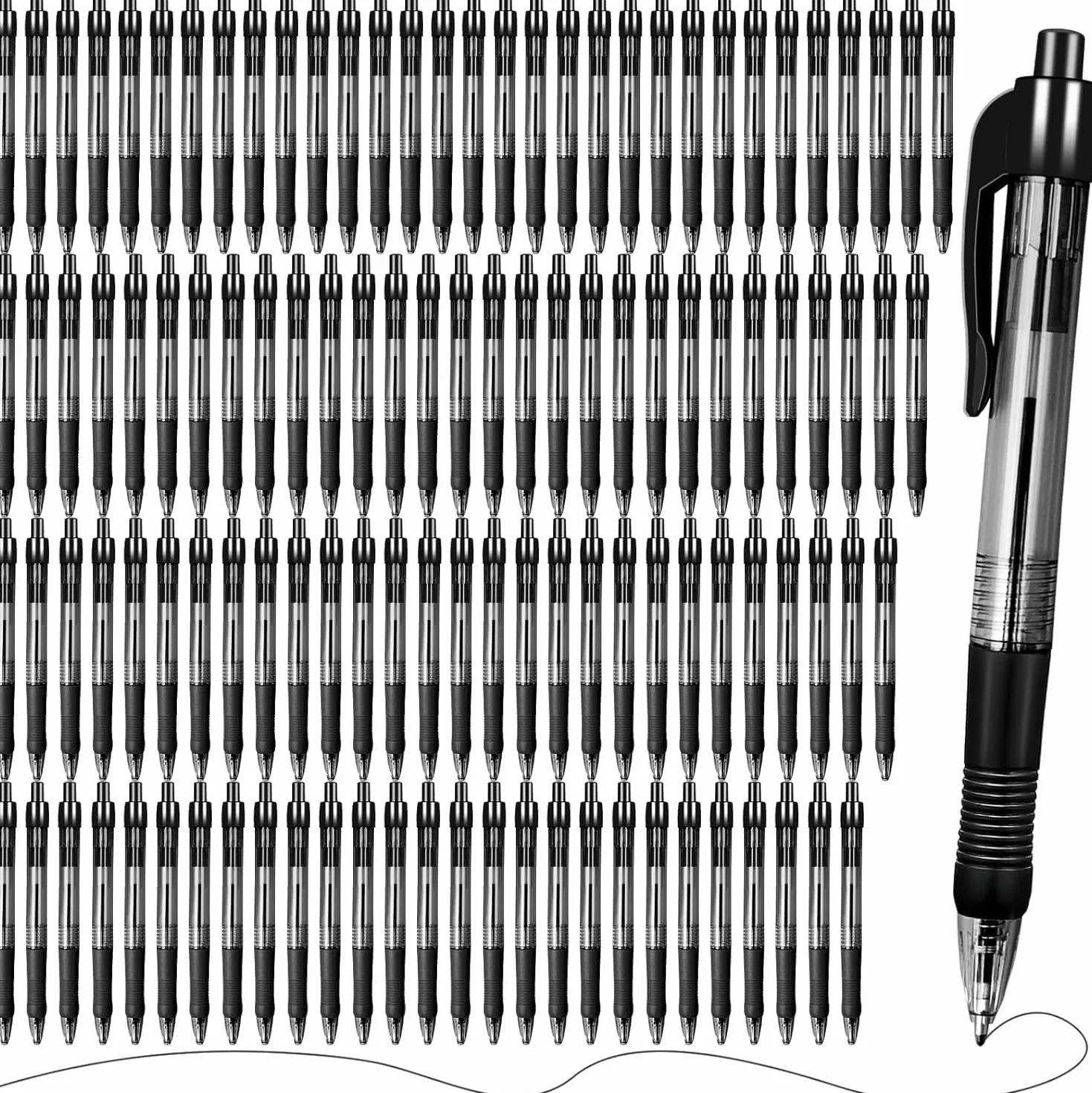 Confezione da 300 penne a sfera retrattili, con impugnature per una scrittura fluida, penne a inchiostro gel per ufficio, scuola, appunti, lezioni, disegno, cancelleria artistica (punta da 1 mm