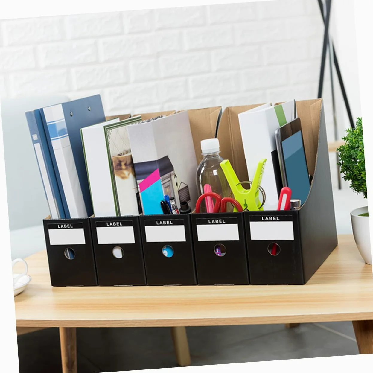 5 pezzi Portariviste in Cartone Kraft Organizer da Scrivania per Documenti e Riviste Scatole Leggere per Archiviazione File e Periodici per Ufficio e Casa