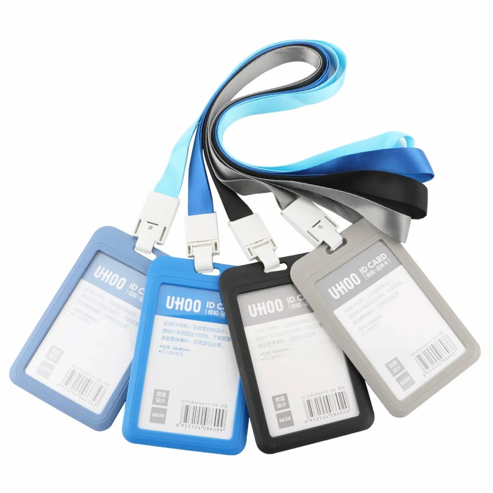 Porta-badge e Porta-carte Carte d' Identità Case con Cordino ID Carte con Cordoncino 4 Pezzi Nero Blu Chiaro Blu Scuro Grigio Chiaro