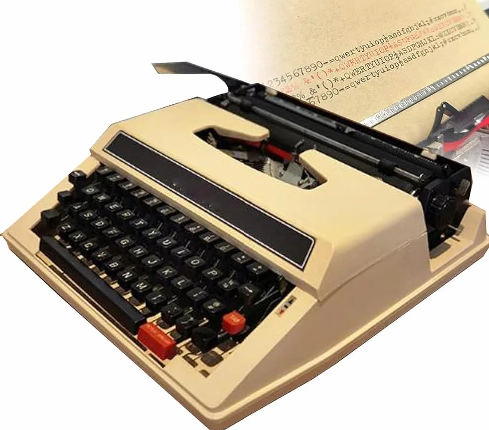 Classica macchina da scrivere manuale vecchio stile, portatile e facile da usare, include set di nastri, macchina da scrivere