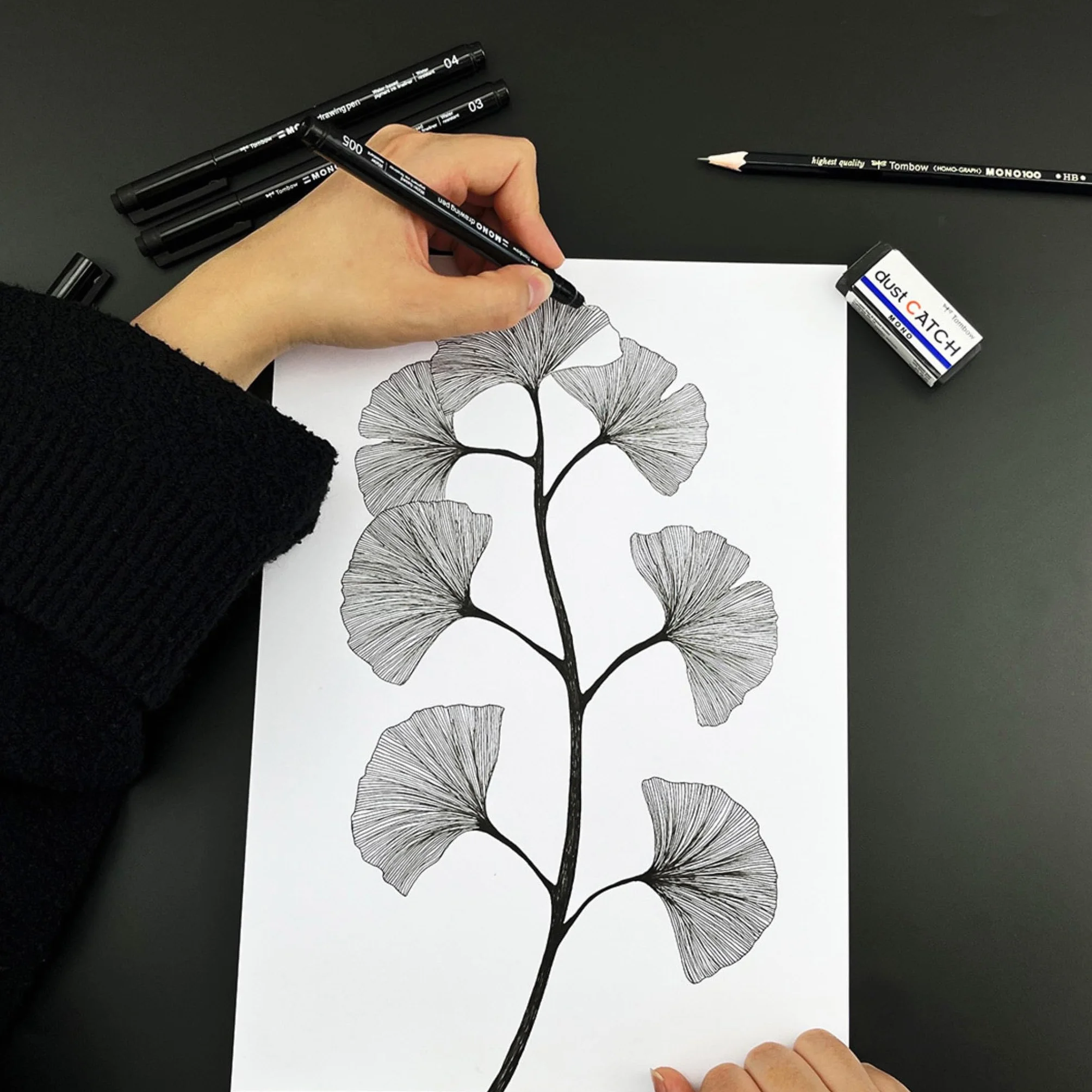 Tombow MONO Fineliner penna disegno tratto 0,3 mm nero resistente all'acqua