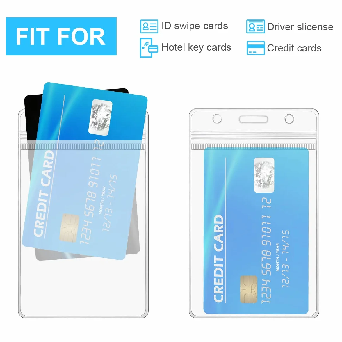 Vicloon Porta Badge Plastica 50 Pz, Portabadge PVC Impermeabili Trasparente, Porta Tesserino Carta di Credito Verticale