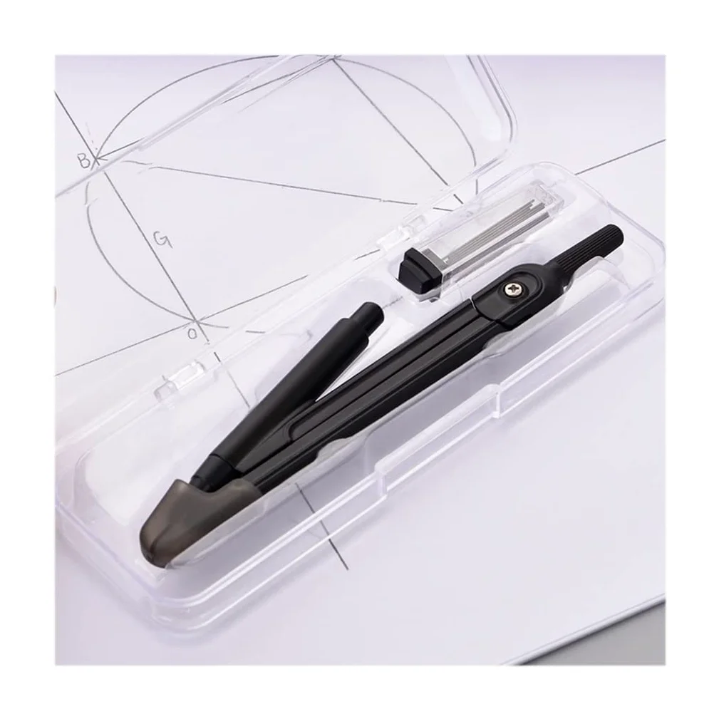 BATLAM Bussola Kit di Geometria Geometria Nera Set di Matematica Bussola e Matita Strumenti da Disegno per Studenti Cancelleria Bussola Bussola Disegno Goniometro Set di Bussole (Color : 1pcs) (1pcs)