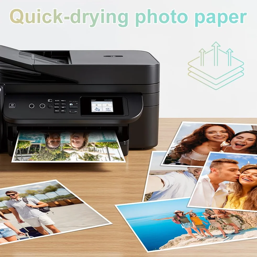 Ainiv 50 Fogli Carta Fotografica Lucida A4 200 g/m² Asciugatura Rapida Impermeabile per Stampanti a Getto d'inchiostro HP Canon Epson