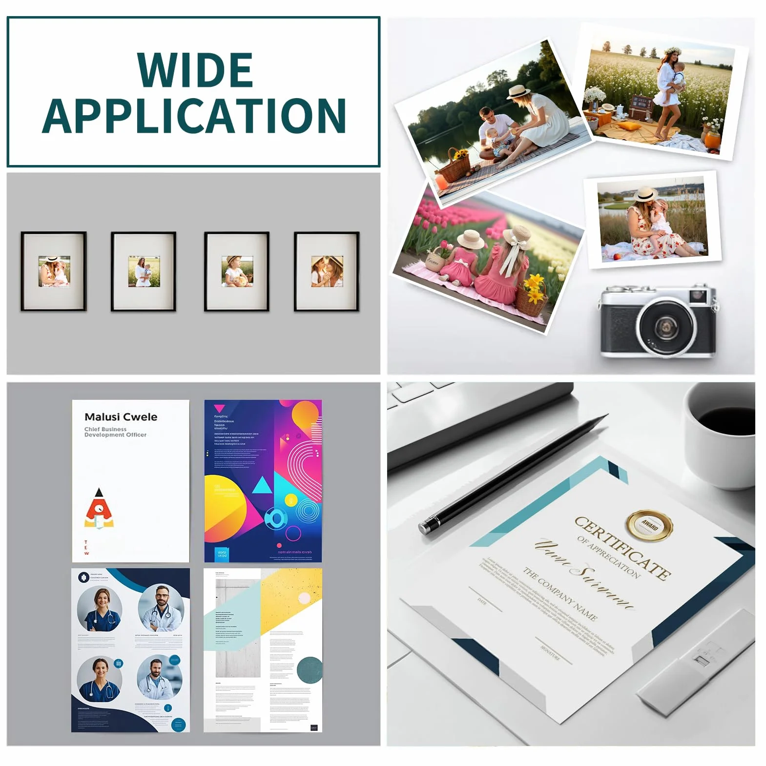 Carta Fotografica A4 Lucida 200 g/m² 100 Fogli 21 x 29,7 cm per Foto Immagini Volantini