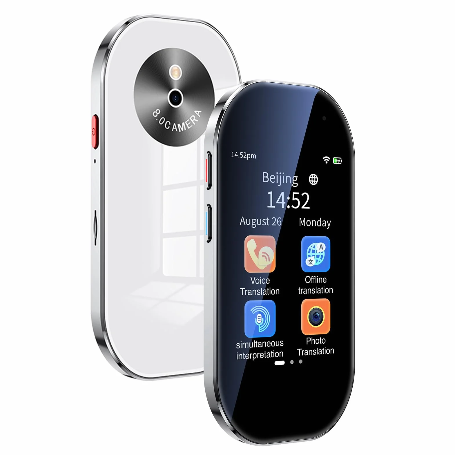Bisofice Traduttore vocale D6 Traduttore Dispositivo Traduttore vocale ChatGpt AI, 144 lingue online /19 offline, WiFi/Hotspot, traduzione foto, per viaggi, apprendimento, business