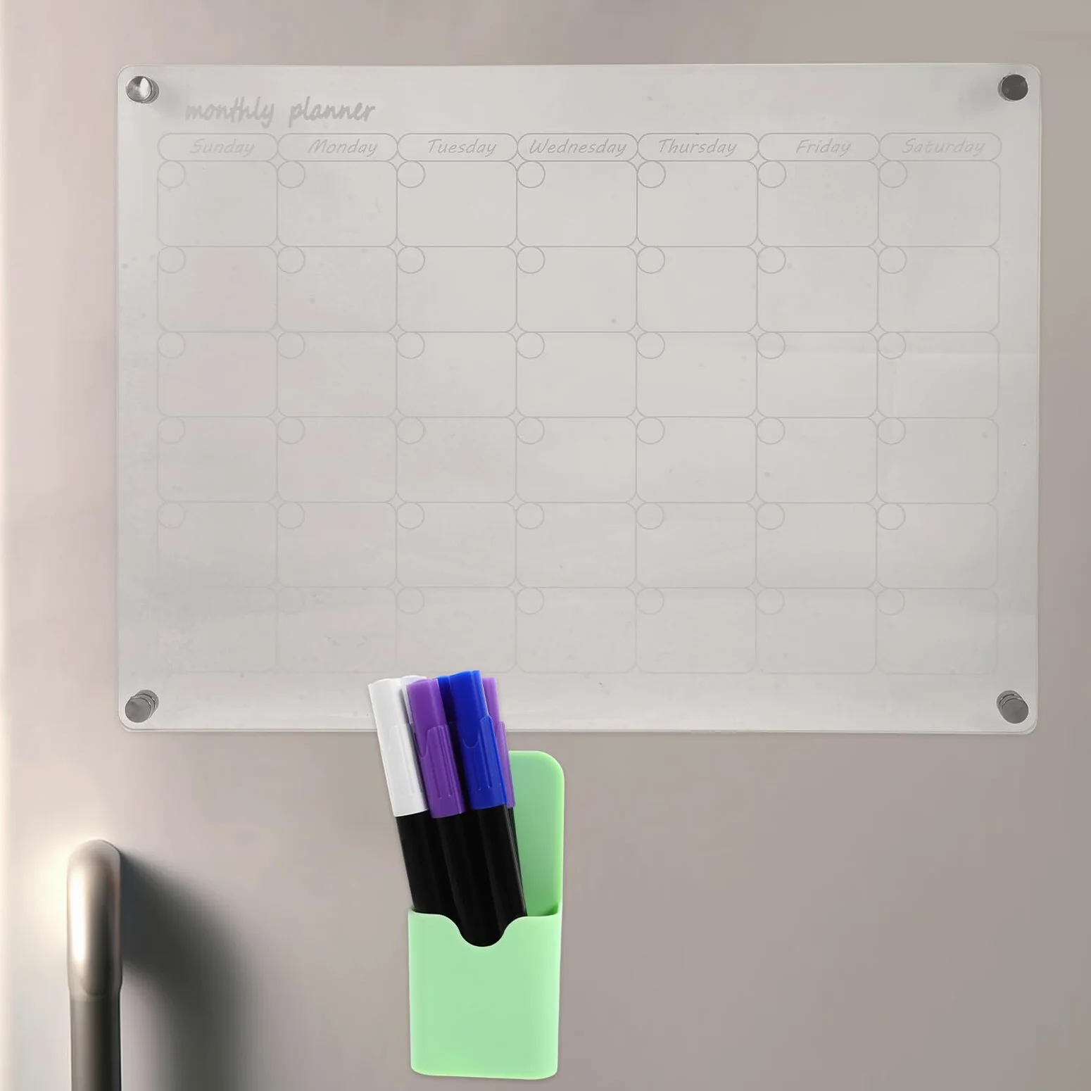 DOITOOL Calendario Cancellabile Magnetico Trasparente per Frigorifero Lavagna per Scrivere e Pianificazione dei Pasti Settimanale Organizzatore con Magnete Forte