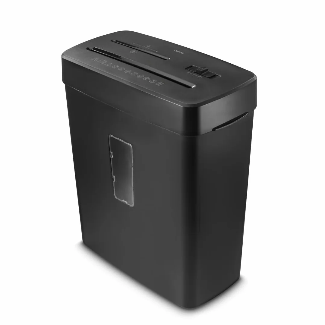 Hama Trituratore Carta Distruggidocumenti Carta DVD Graffette 5 Fogli A4 Lame Acciai Sicurezza Automatica/Off Funzione Ritorno Cestino 13L Sicurezza P5 T2 E2 O1 Nero