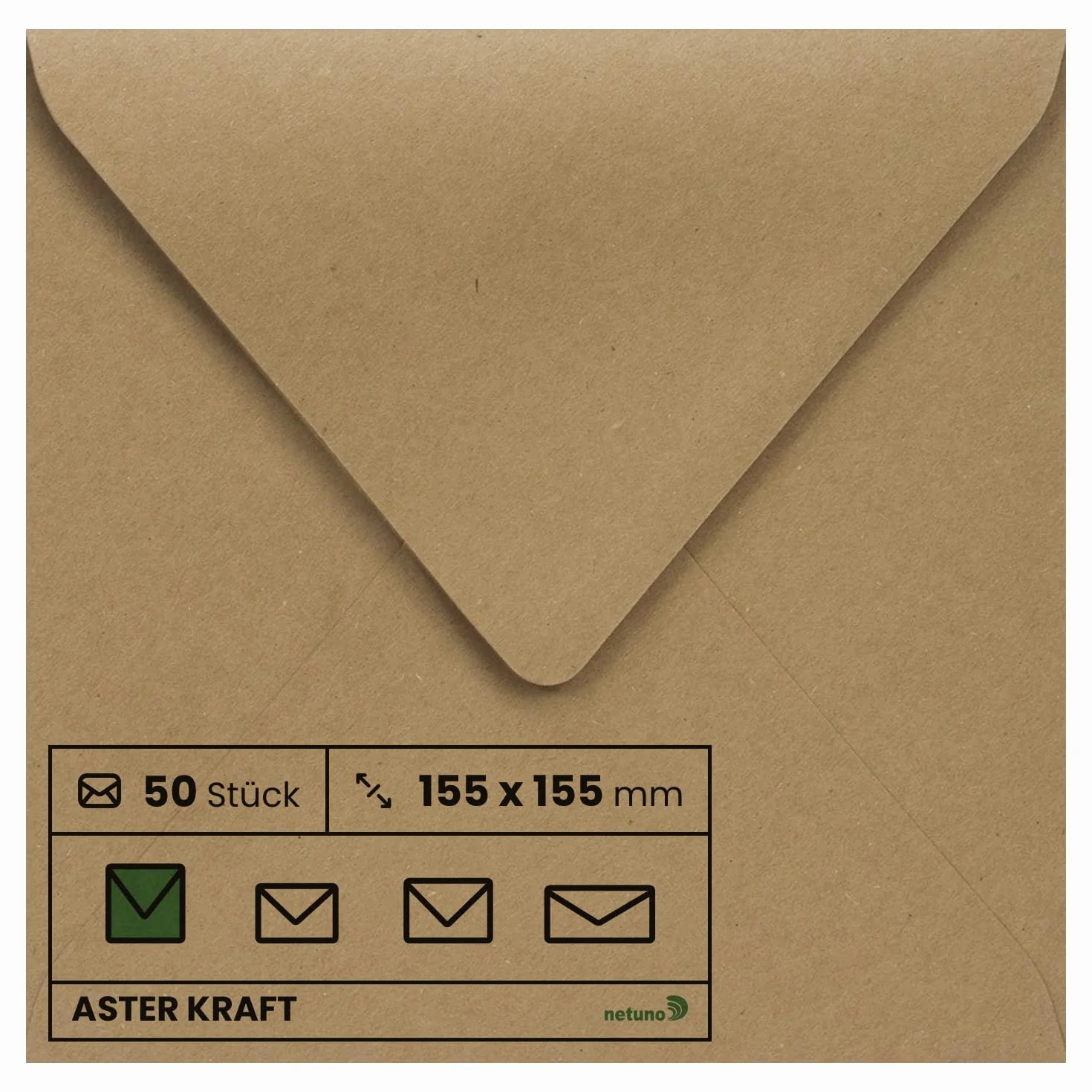 Aster Kraft buste quadrate carta kraft marrone 15,5 x 15,5 cm 100g Netuno 50