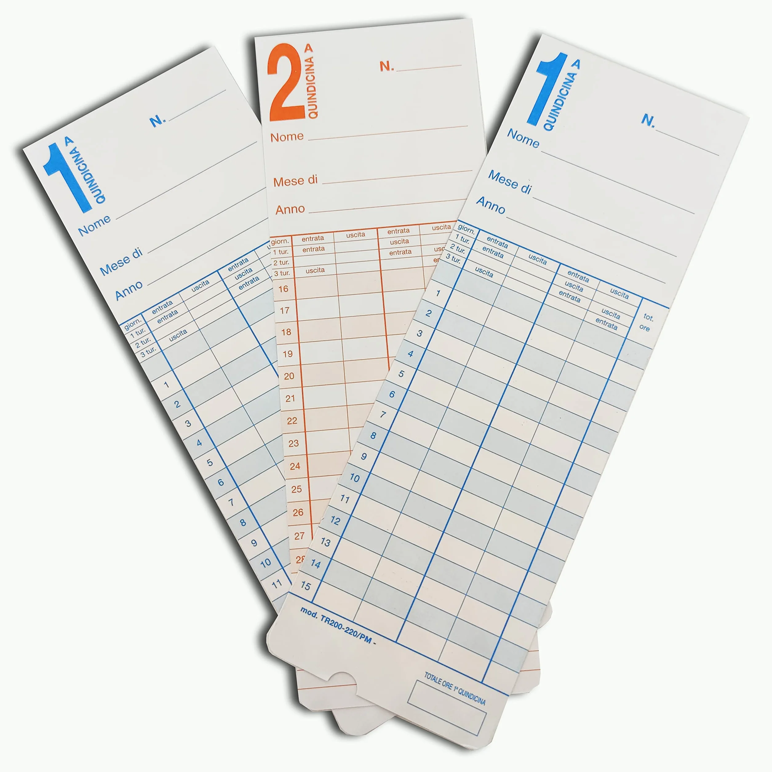 X-TIME SERVICE | 100 Cartellini Mensili da Timbrare per l'Orario di Lavoro, Modello TR200 per Amano, Needtek, Cotini