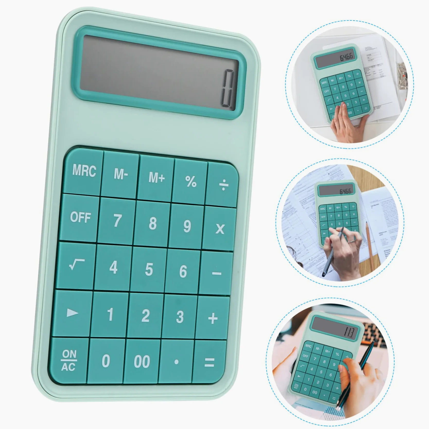 Calcolatrice da Ufficio a 12 Cifre Grande Display Lcd, Leggera e Pratica, Pulsanti Rimovibili, per Scuola e Ufficio, Verde