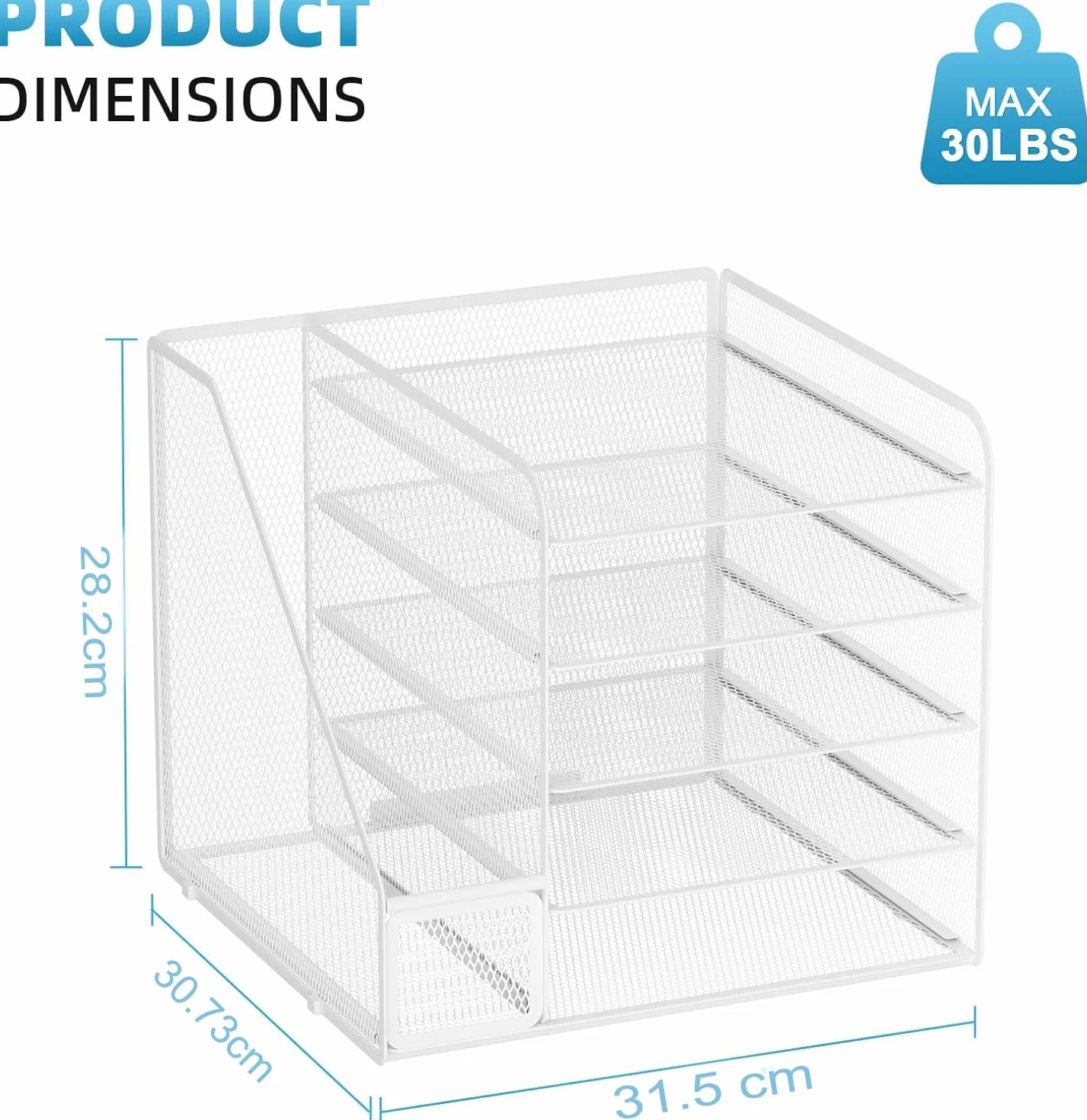Marbrasse Organizer Scrivania Accessori,5-Livelli Organizer Ufficio,Porta Documenti Organizzatore in Rete per Scrivania,Ufficio Portaoggetti Scrivania Casa(Bianco)