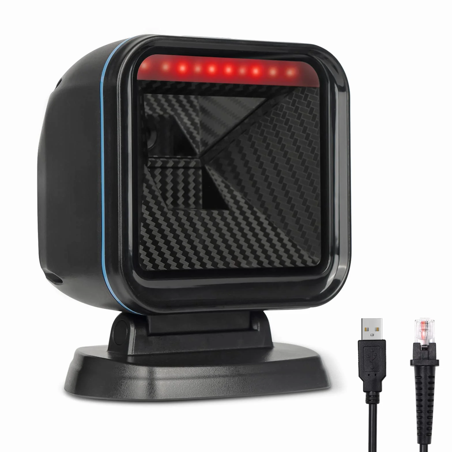 OBZ 1D 2D lettore Barcode da Banco, Lettore Codice a Barre cavo USB Cablato Lettore QR Code e Barcode per PC, Scanner di Codici a Barre da Tavolo Magazzino Supermercato Negozio POS