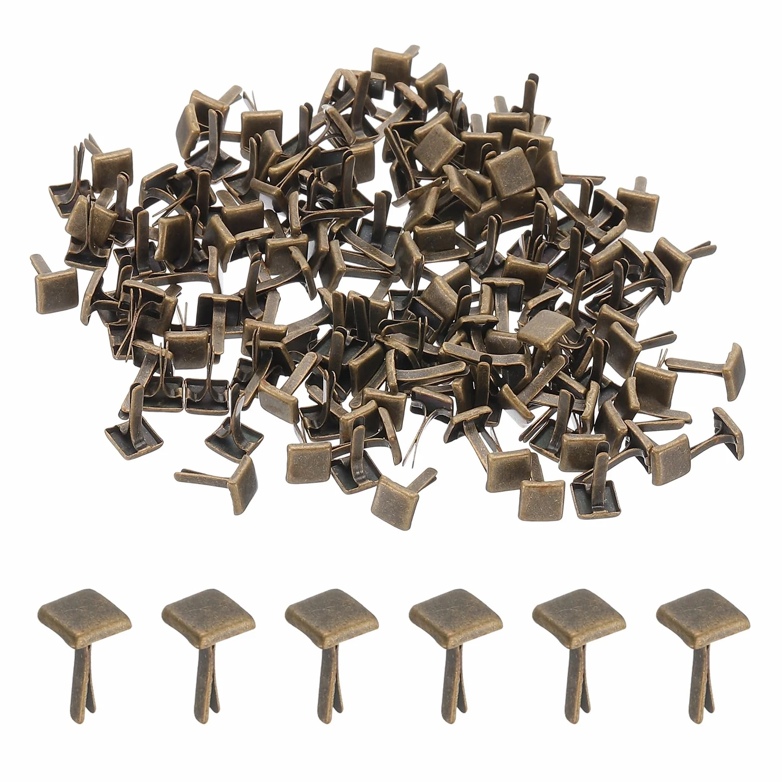 PATIKIL Fermagli per Carta Brads 200Pz Mini Fermacampioni Quadrati Metallo Testa Rotonda Perni Fissaggio Bronzo 0,2"x0,2"