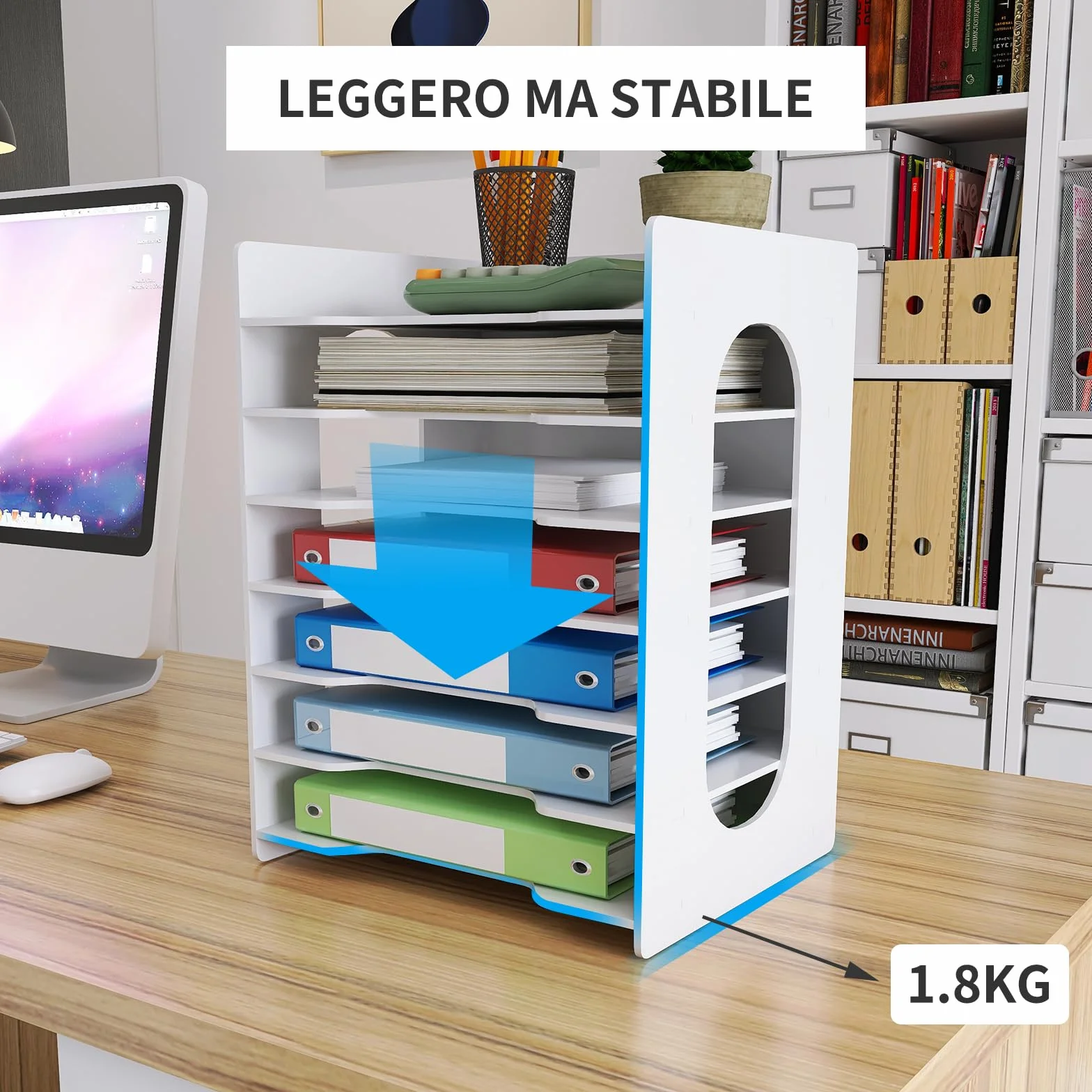 PUNCIA PUNCA Organizer Ufficio Scrivania 7 Livelli in PVC Porta Documenti da Scrivania Raccoglitori Documenti a Cassetto Organizzatore Porta Fogli A4 Portadocumenti Cassetti per Ufficio Casa e Scuola