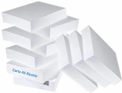 10 Risme CARTA A5 80gr 500 Fogli Carta Bianca Fotocopie Stampante 14,8x21cm RICETTE - 5000 FOGLI