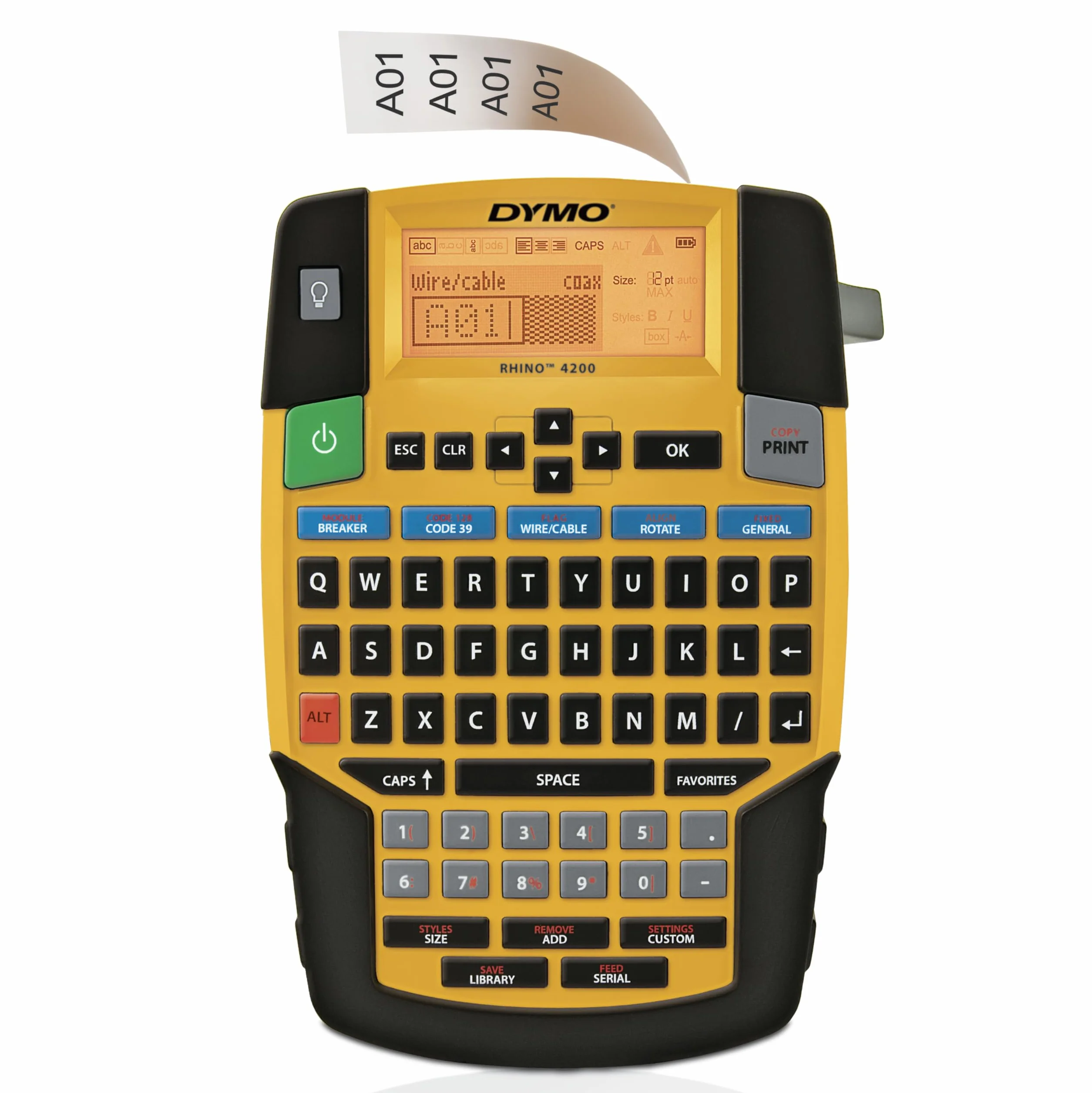 DYMO Rhino etichettatrice industriale multiuso kit con custodia QWERTY Giallo