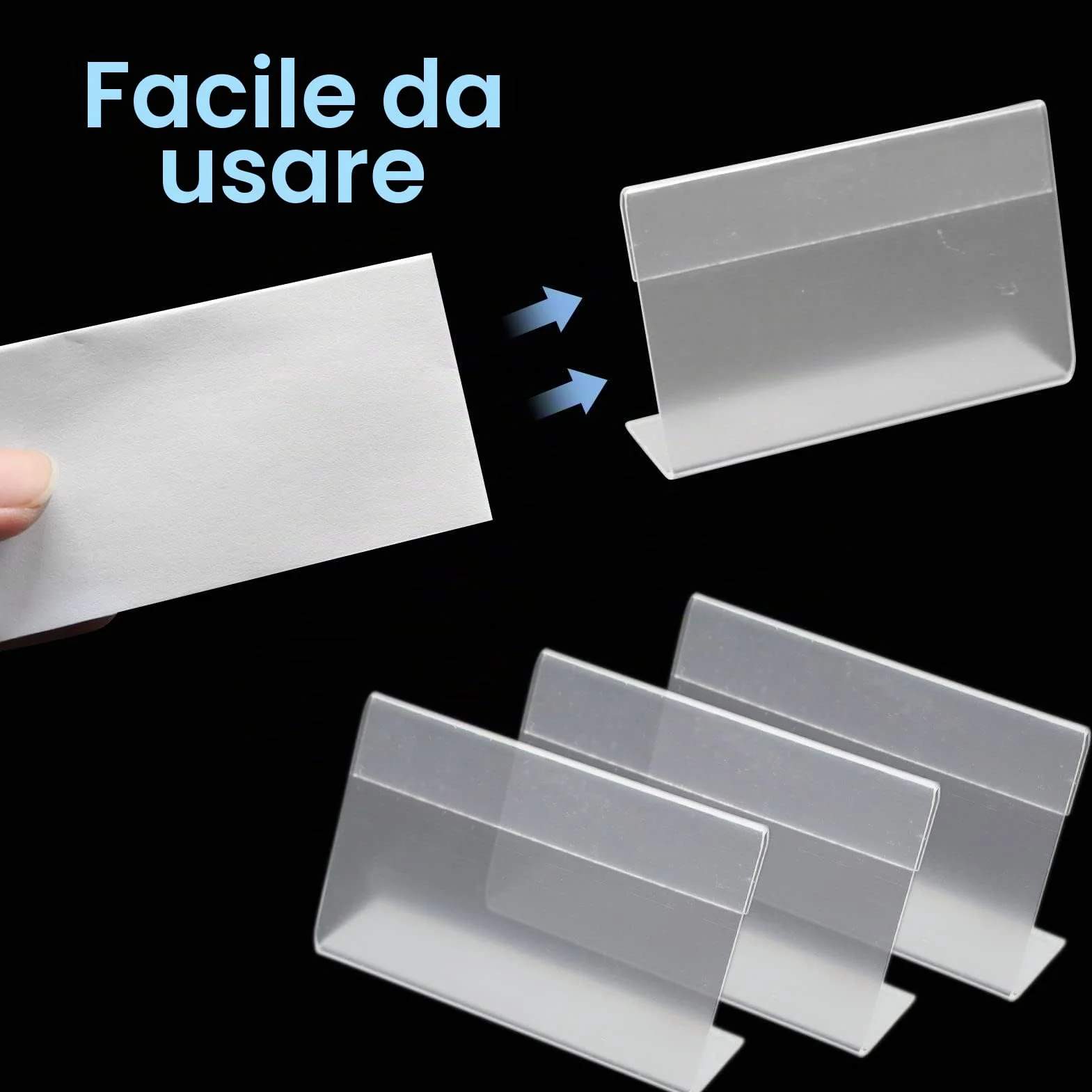 Porta Etichette Trasparente 30 Pezzi Supporti a Forma di L per Visualizzare i Prezzi (8 x 5,2 cm)