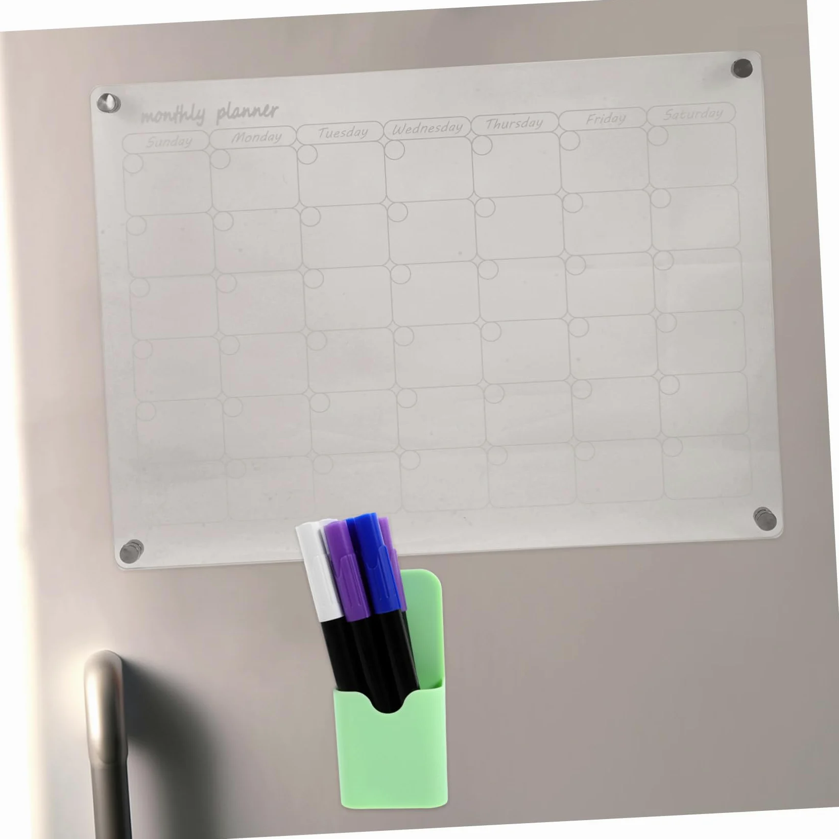 Calendario Magnetico Cancellabile a Secco per Frigorifero Set Completo con Lavagna Settimanale Mensile Trasparente Planner Pasti con Pennelli e Magneti Resistenti per Cucina
