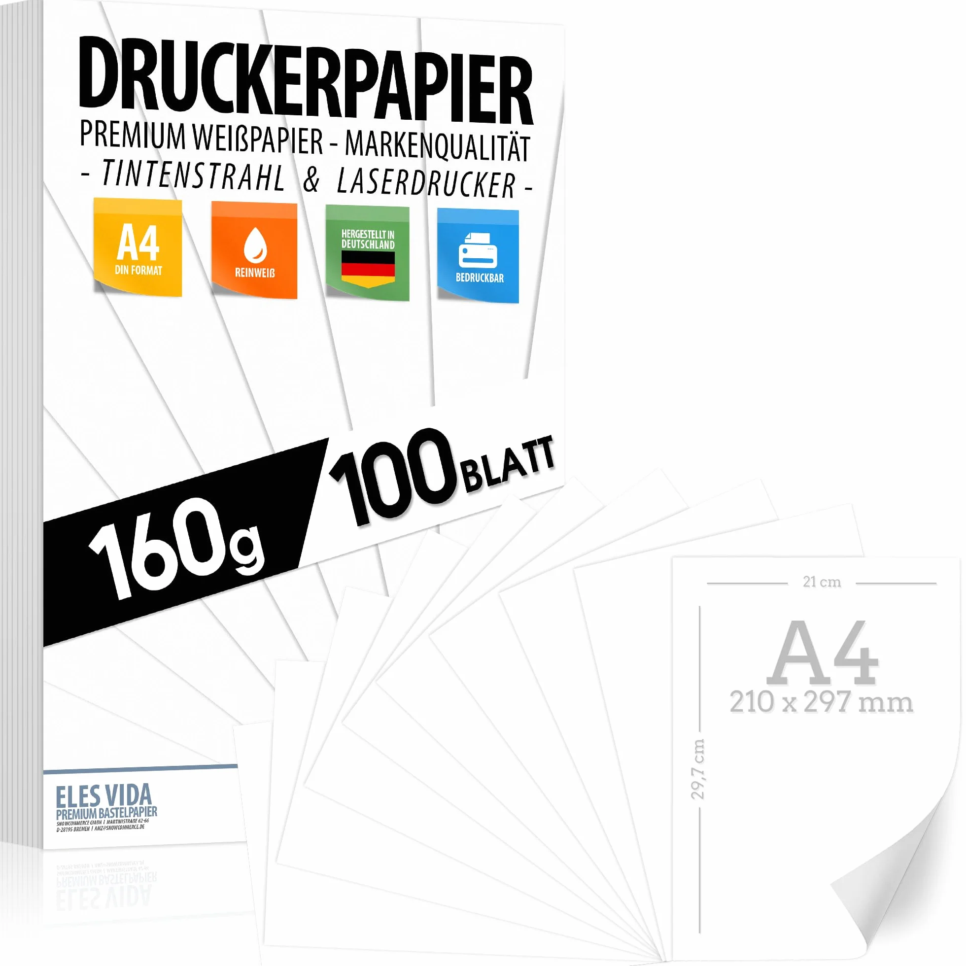 Papier premium A4 160 g/m² biały 21x29,7 cm 100 arkuszy