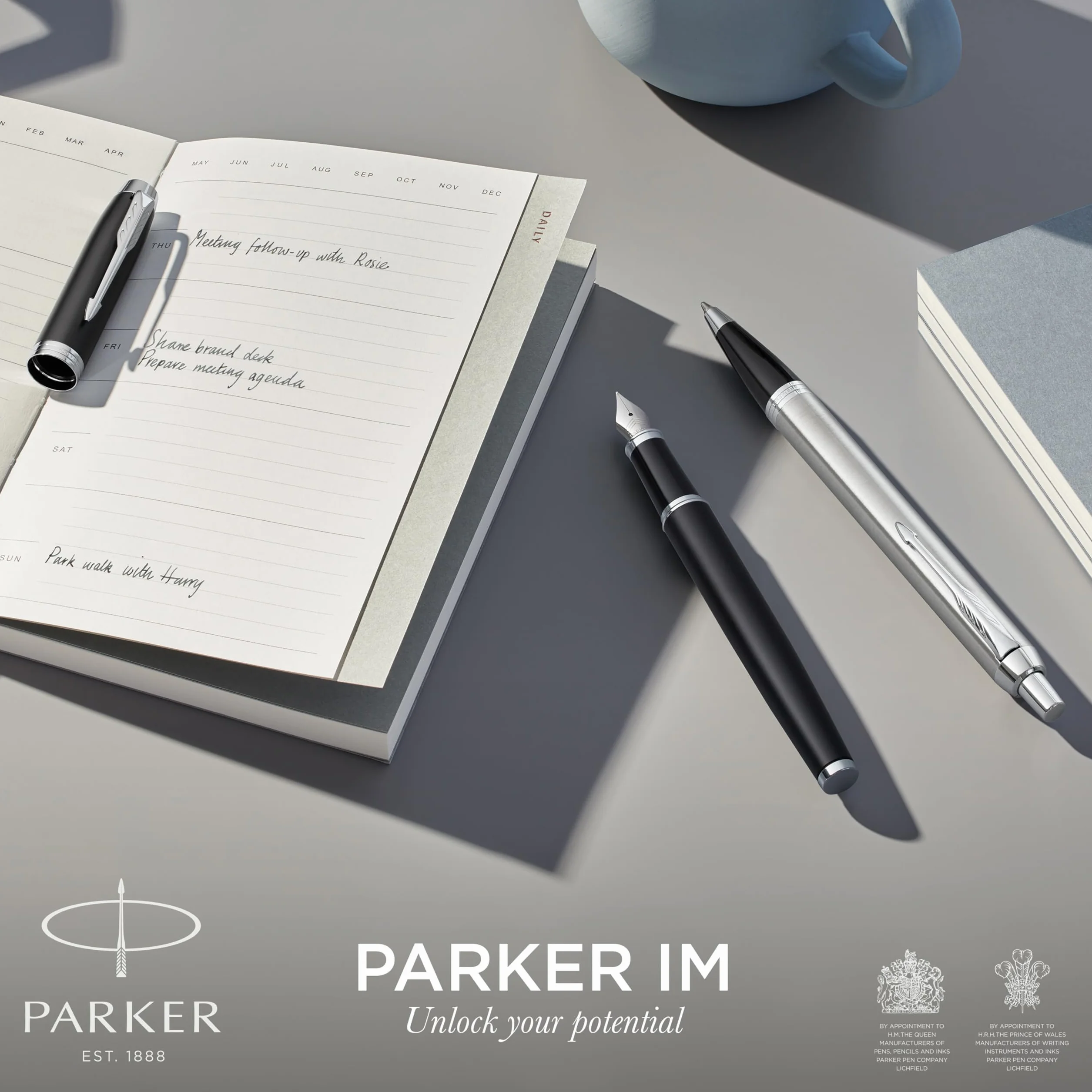 Parker IM penna stilografica, punta media, czarna matowa, zestaw upominkowy
