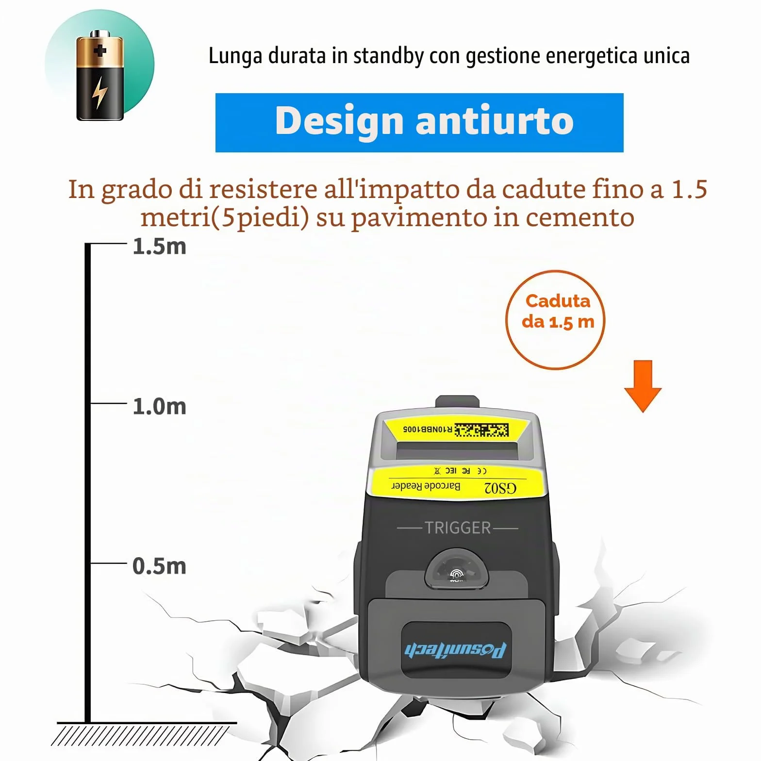 Guanto lettore di codici a barre 2D GS02 Wearable Scanner lettore IP65 Touch Scanning NFC Supporto multilingue per magazzino, sistema di gestione, produzione, spedizione, picking