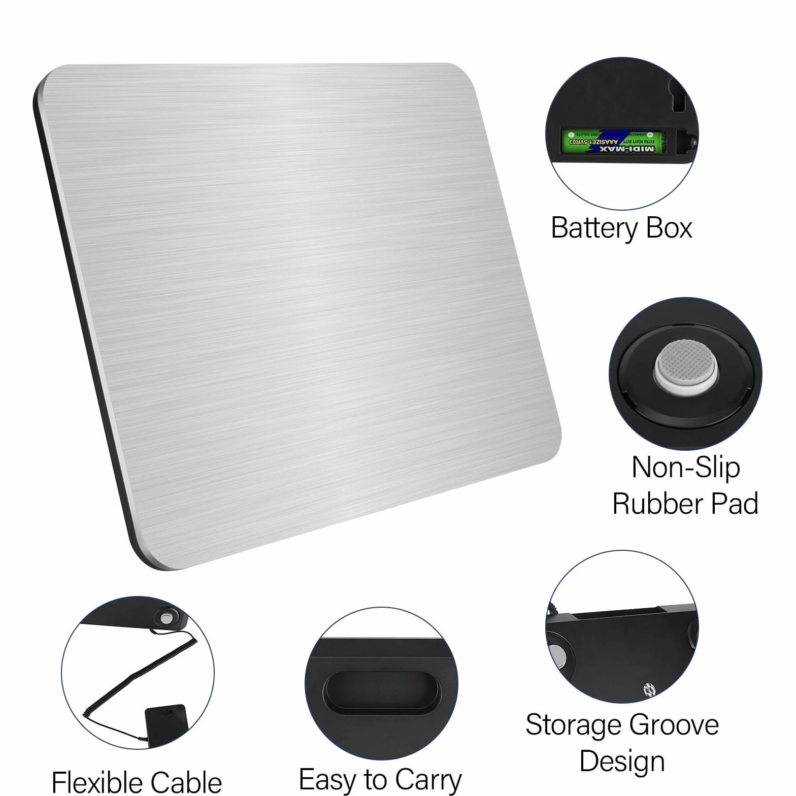 Collazoey Bilancia Postale, Bilancia per Pacchi Ricaricabile USB da 200 kg/ 10 g con Funzione Ritenzione/Tara, Acciaio Inossidabile, Sensore a 4-Punti con LCD, Adatta per Pacchi/Bagagli/Magazzino