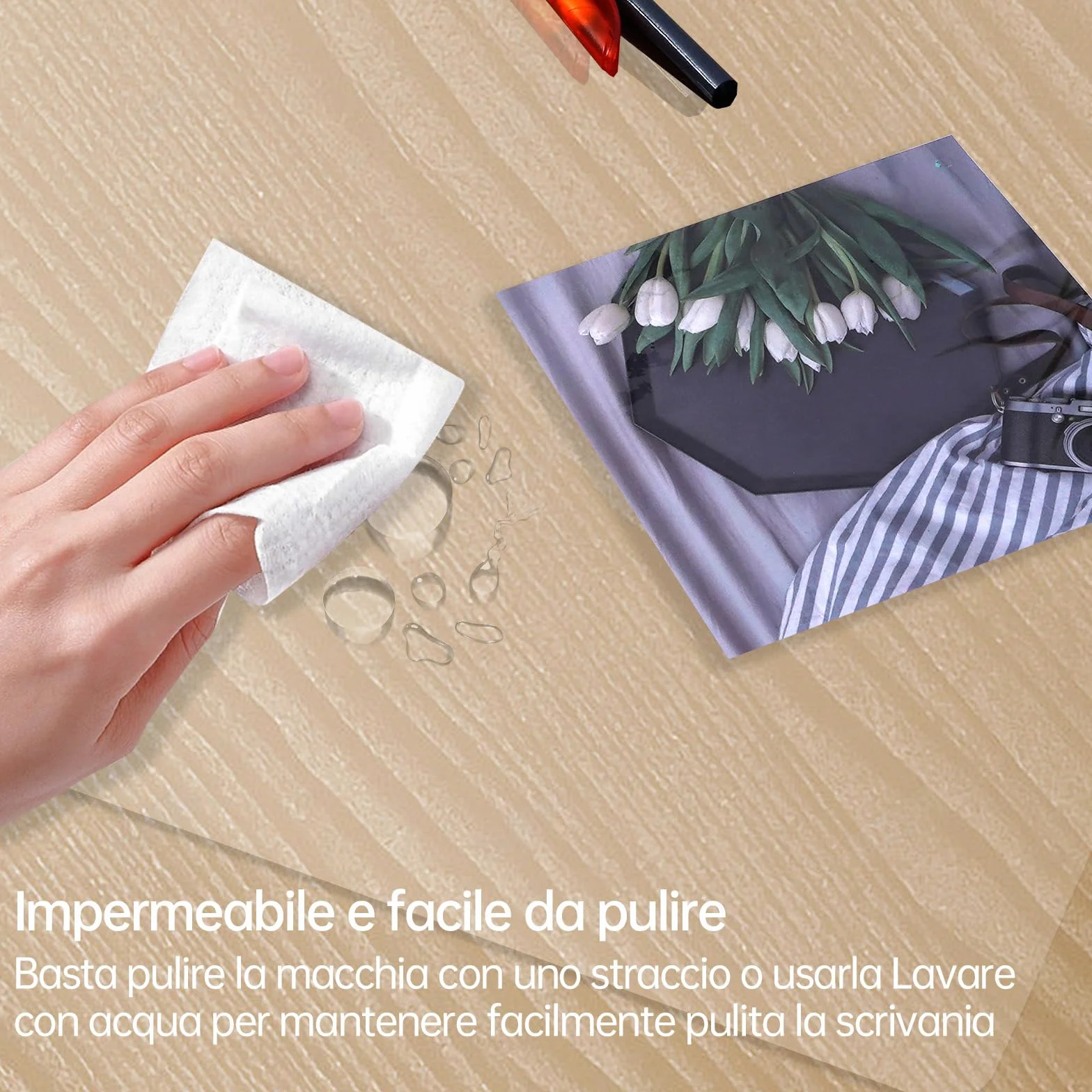 Dreamil Sottomano da scrivania trasparente in PVC 100 x 50 cm impermeabile con angoli arrotondati