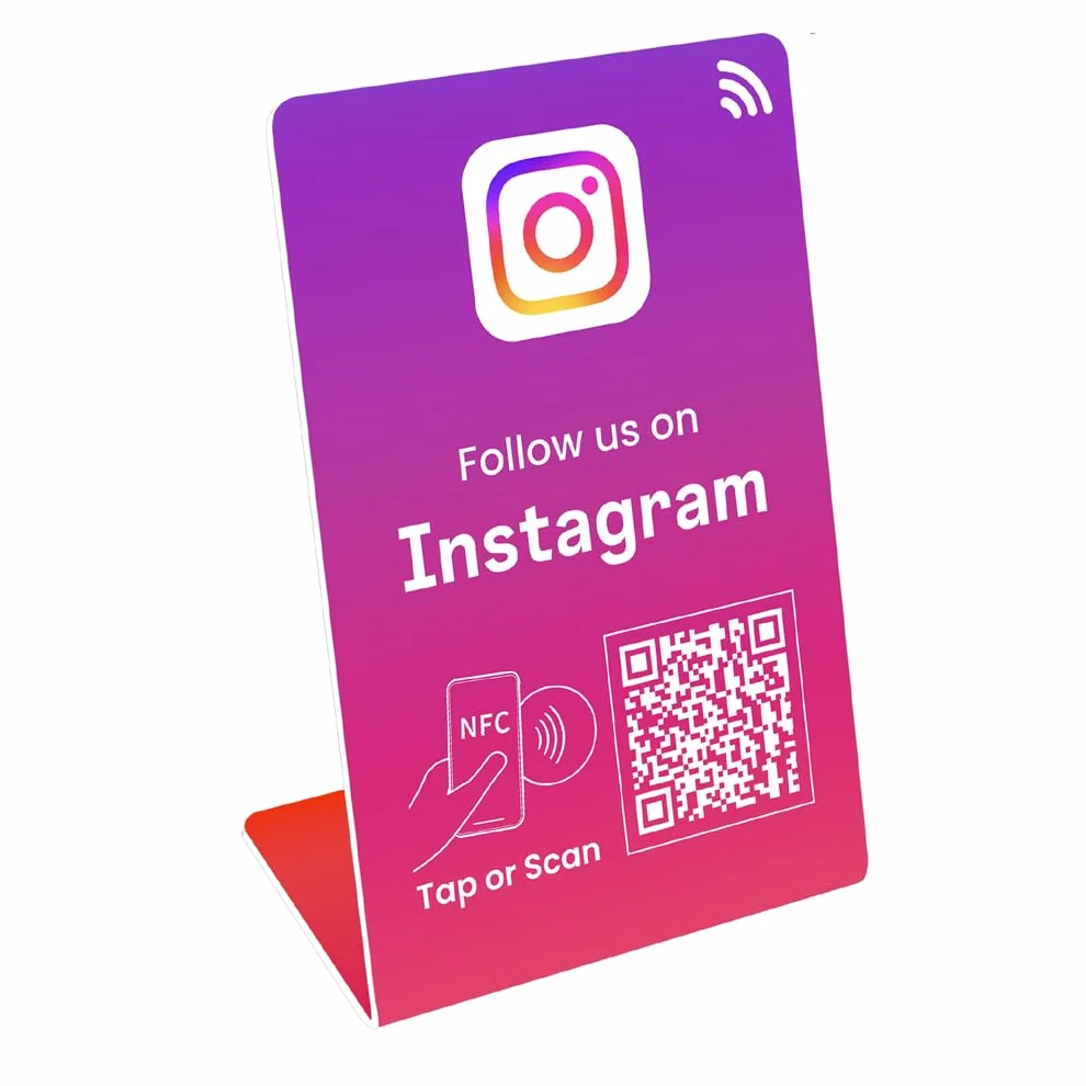 Follow us Stand, QR Code+NFC Tap, per Instagram, ottieni più follower, codice QR dinamico, compatibile con tutti i telefoni, link può essere cambiato in qualsiasi momento (5, viola)