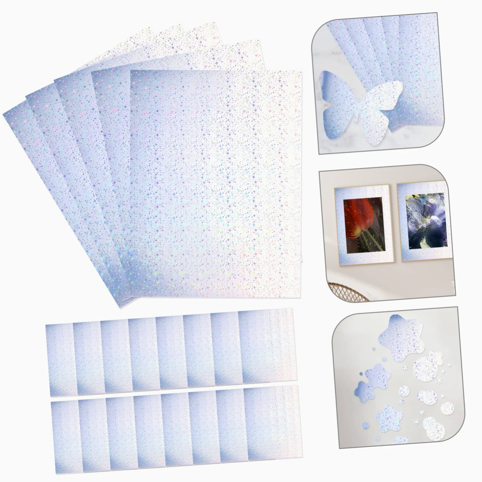 Carta Adesiva Olografica A4 20 Fogli per Stampante | Superficie Glitter, Spessore Medio e Stabile, per Lavoretti Artistici e Etichette Prezzo