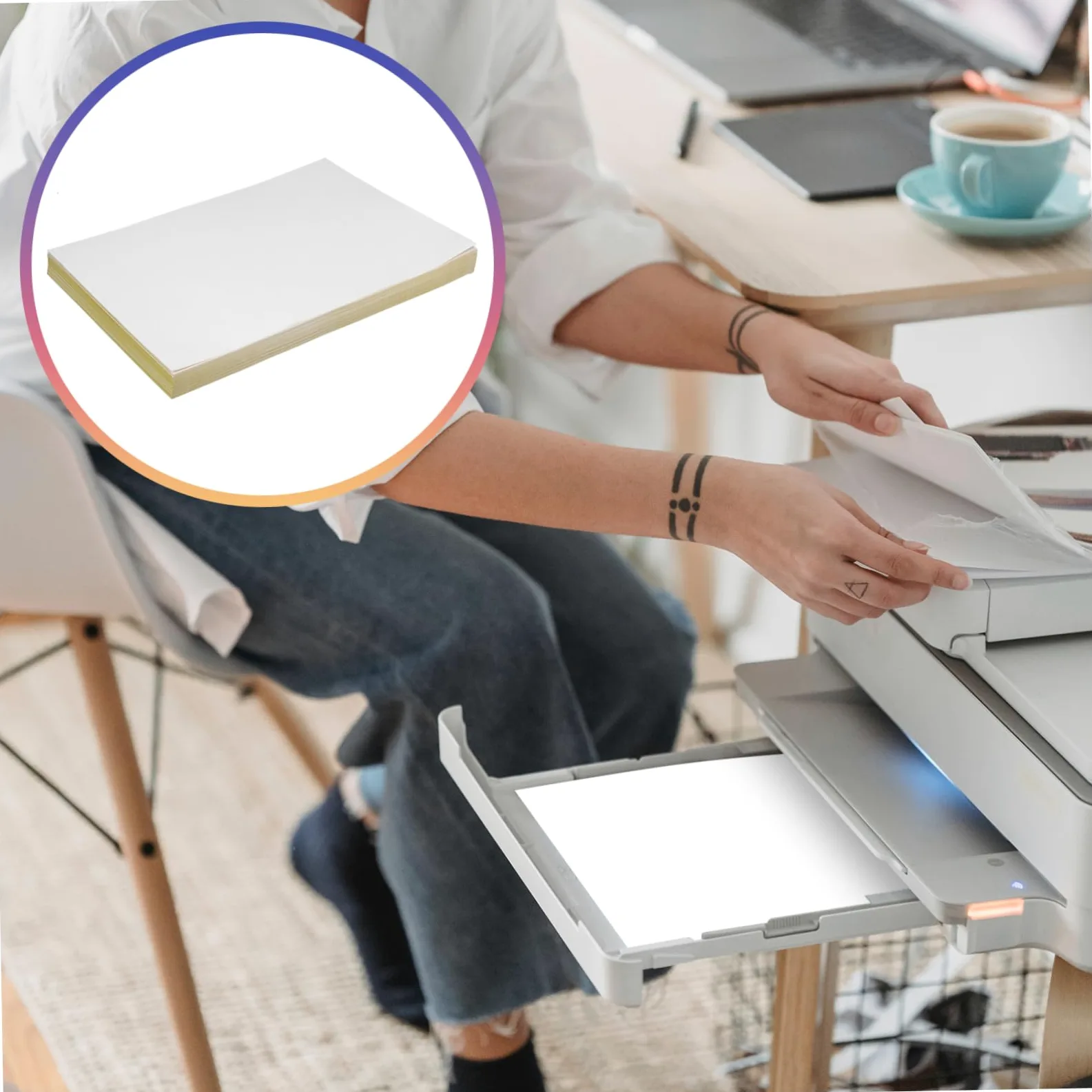 Uonlytech 100fogli Carta Adesiva Bianca Per Stampante Getto d Inchiostro Carta Adesiva Opaca Di Per Etichette Personalizzate