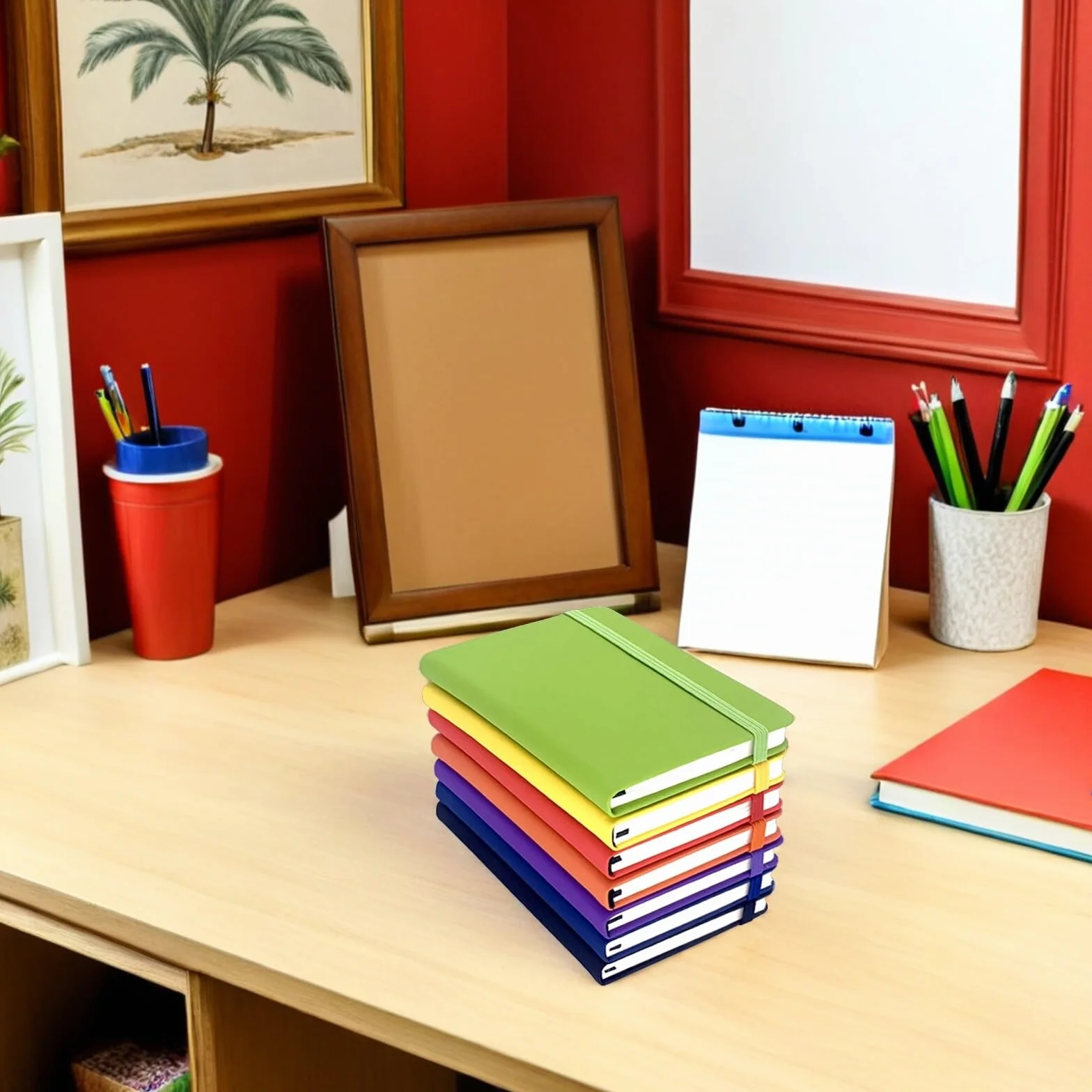 Set di 7 Piccoli Quaderni A6 con Copertina in Pu, Righe Medie, Cinturino Elastico per Organizzazione Efficiente e Uso Scolastico per Studenti Sempre in Movimento