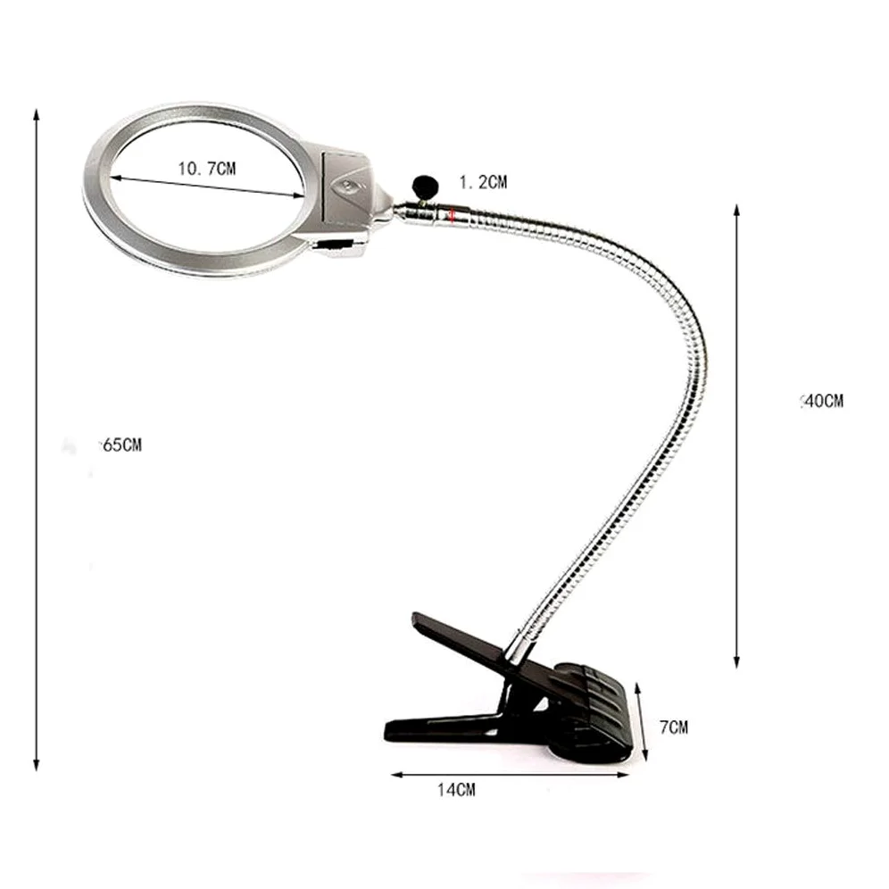 Lente d'Ingrandimento a Clip, Mani libere, Lampada da scrivania con Lente d'Ingrandimento per lavori ravvicinati, Supporto da Tavolo con Lente d'Ingrandimento a Collo D'Oca e Luce