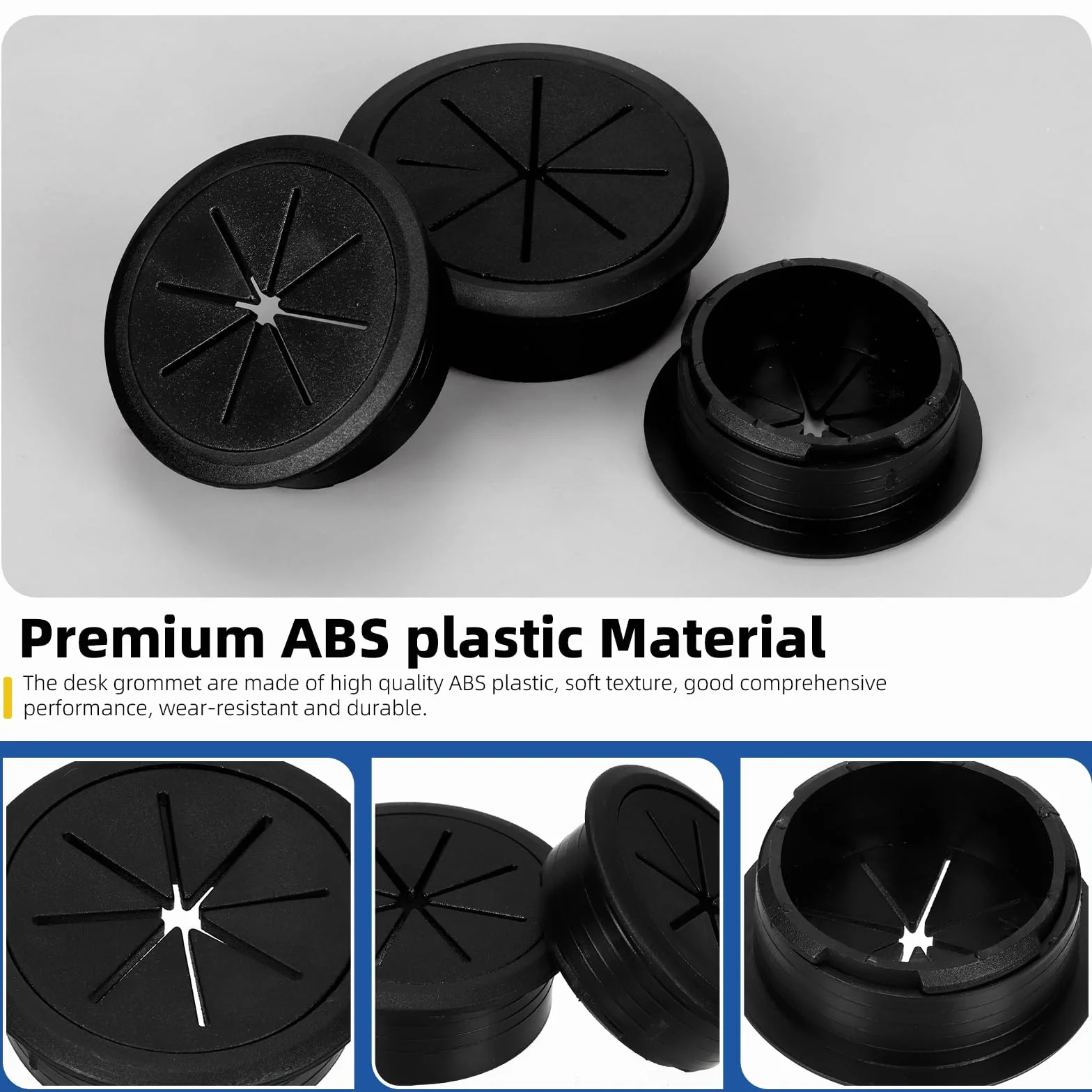 Glarks 60mm passacavi flessibili scrivania set 6 pezzi copertura foro cavi