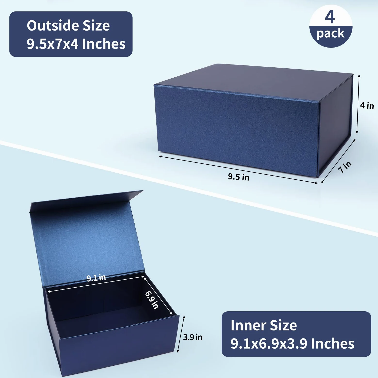 Giftgarden Confezione da 4 scatole regalo blu 20,5 x 12,5 x 10,1