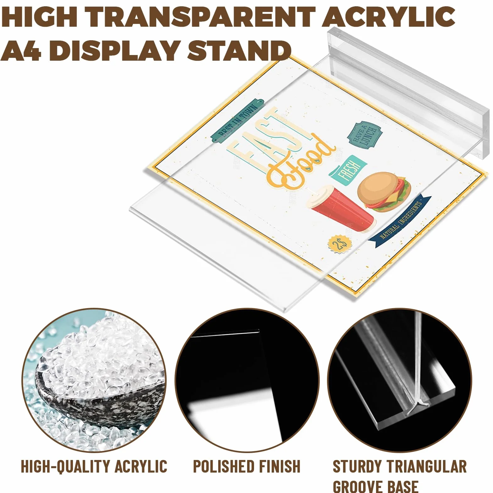 Espositore Plexiglass A4 - Porta Menù Acrilico A4 a T - Espositori da Tavolo per Ristoranti Ufficio
