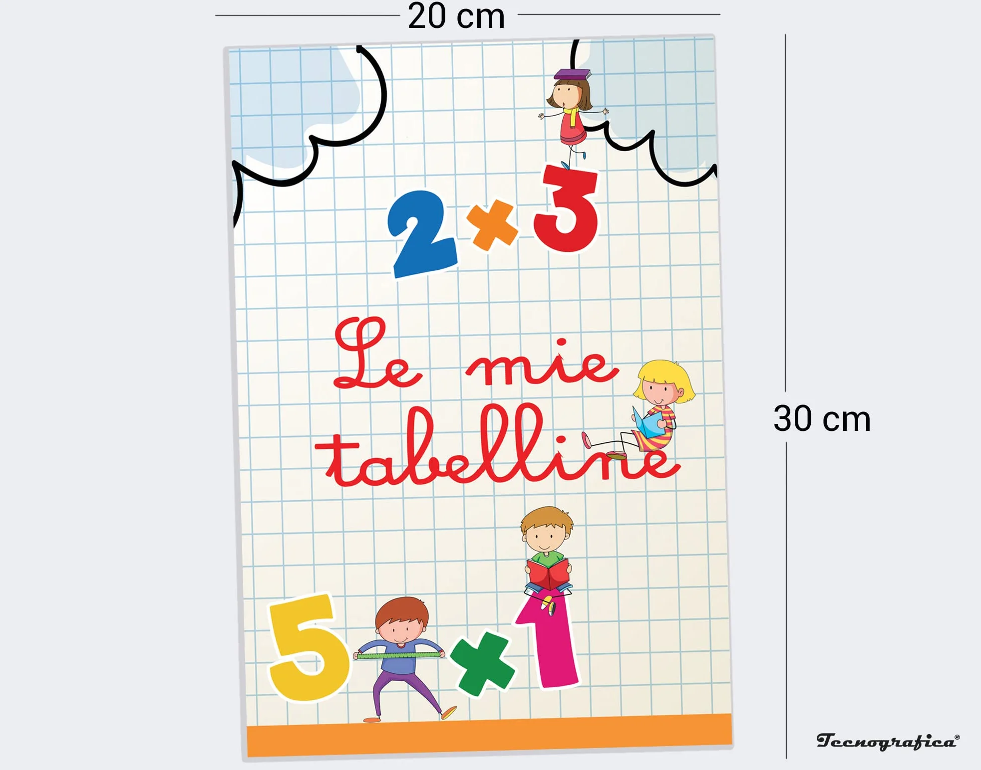 Tabelline Matematiche Plastificate con Tavola delle Moltiplicazioni