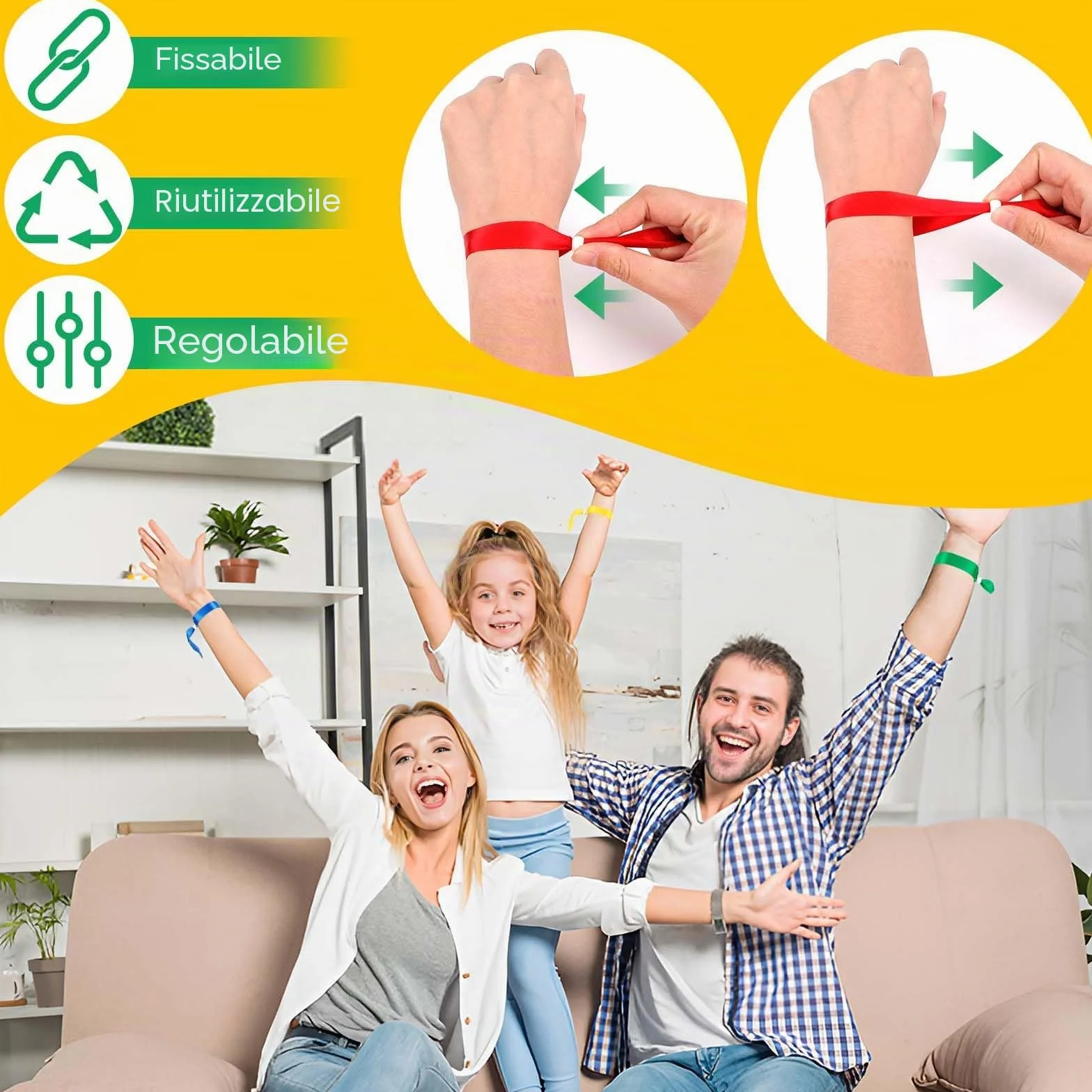 Braccialetti in Tessuto per Eventi 35x1 cm con Fibbia Regolabile 60 Pezzi