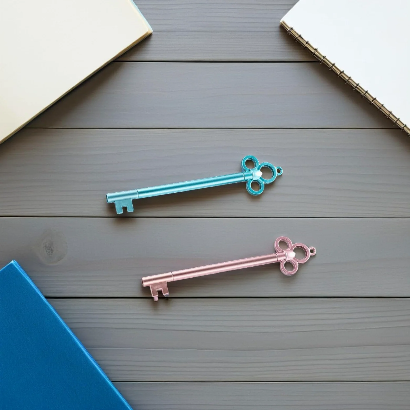SHERCHPRY 40 Pezzi 40 Penne Gel a Sfera a Forma di Chiave da 0,5 Mm, Set da 40 Pezzi Blu e Rosa, Penne Gel per Scrivere e Progetti Artistici, Accessori da Ufficio e Regalo per Studenti e