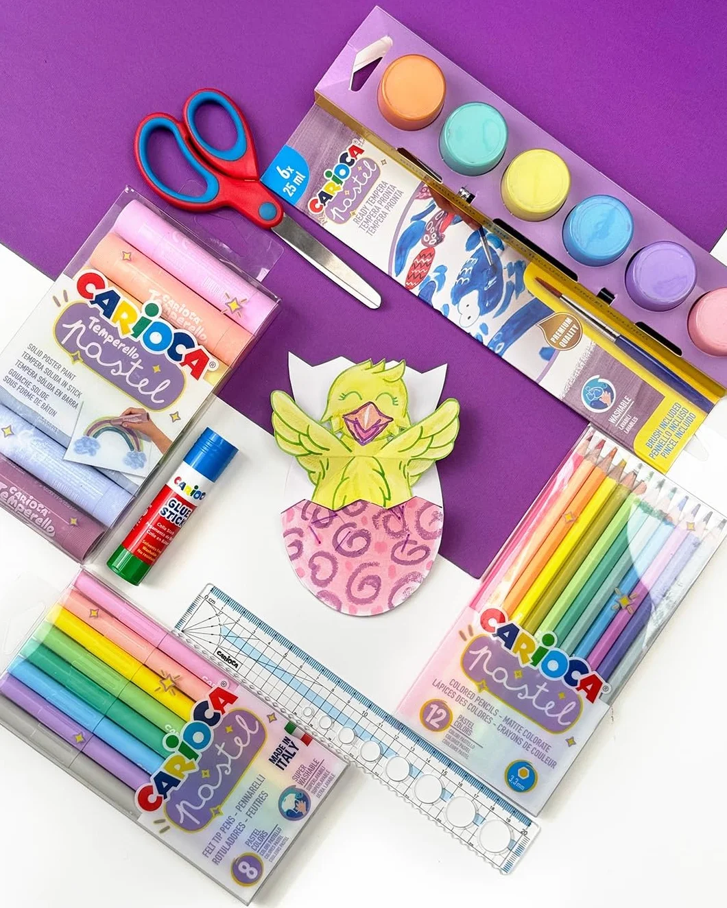 CARIOCA Temperello Pastel 8 Temperelli Solidi Colori Pastello Lavabili