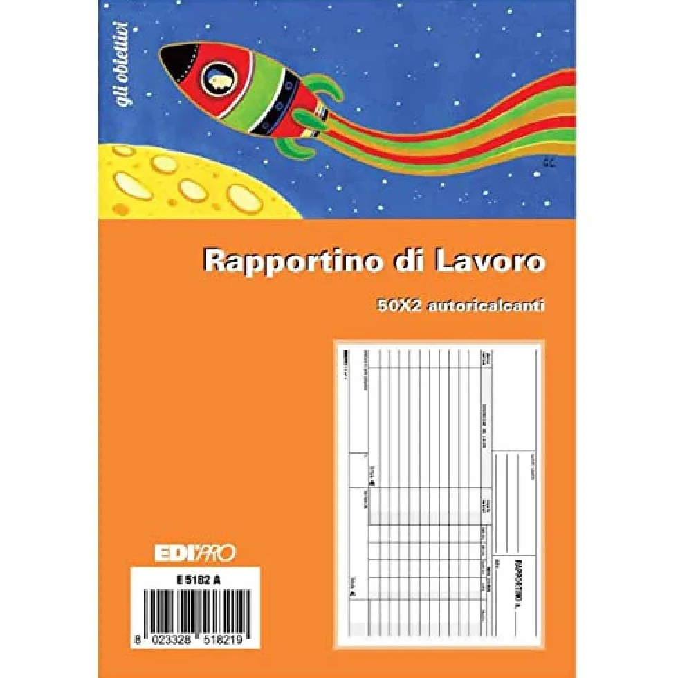 EDIPRO E5182A Blocco rapportino di lavoro 50x2 autoricalcante 14,8x22