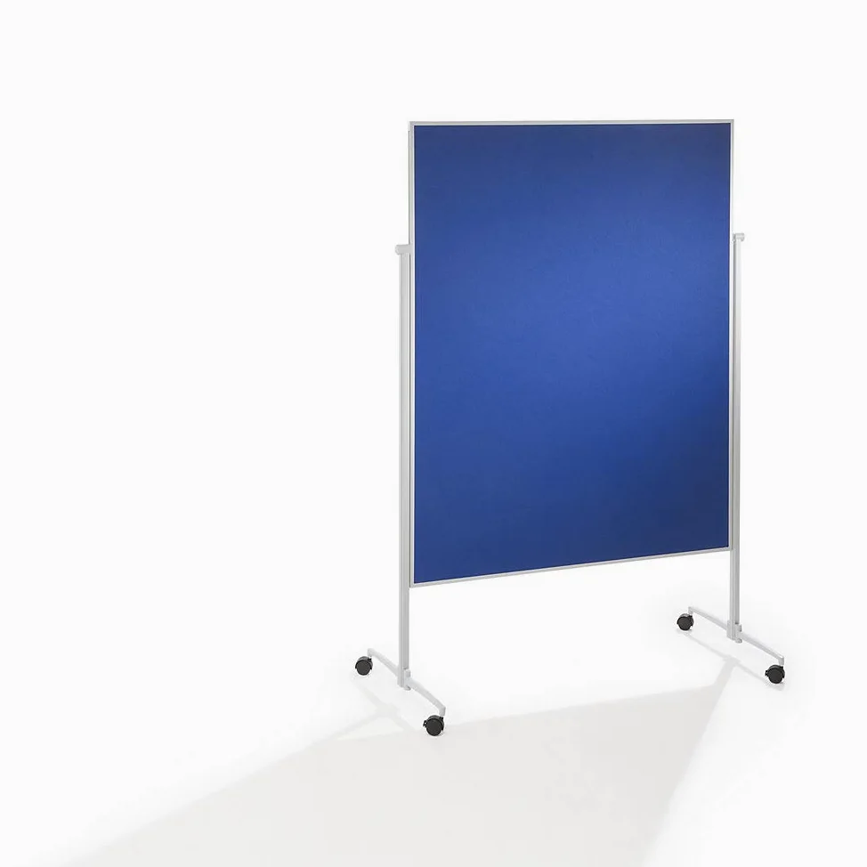 Magnetoplan pieghevole lavagna Moderation feltro con piedini pieghevoli, con ruote girevoli Ruote Singolo 120 x 150 cm blau | Unimodulare, feltro blu